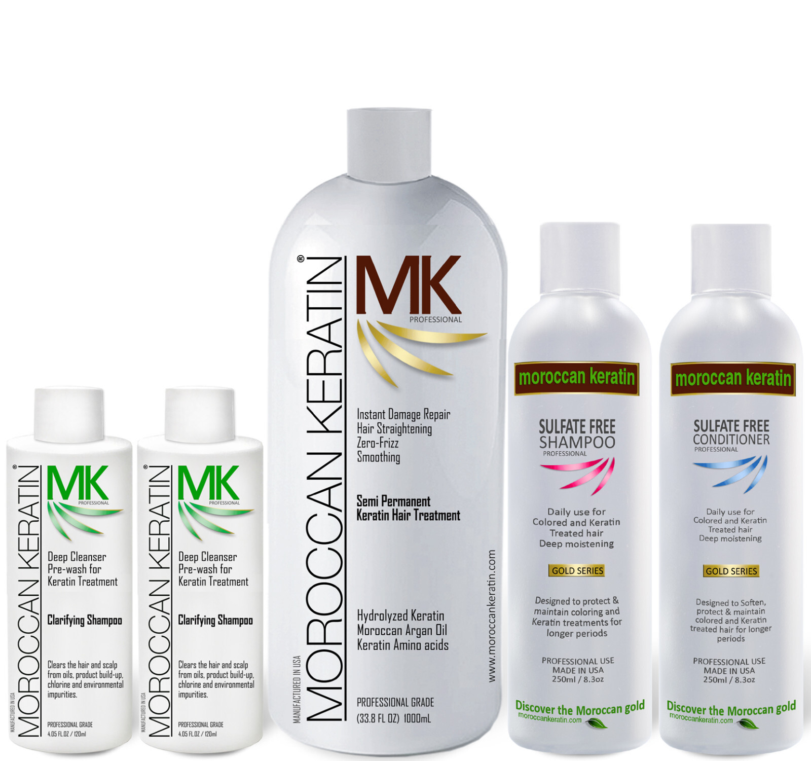 Moroccan Keratin brazilian Blowout Hair treatment kit 1000ml with sulfate free