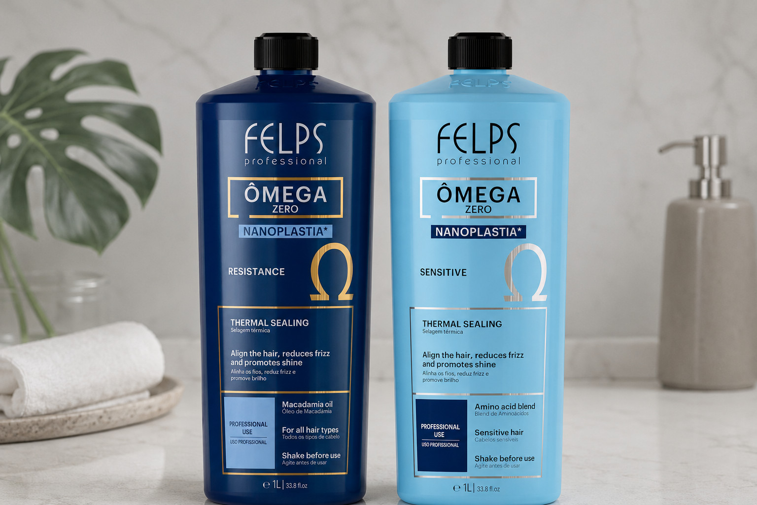 Felps Omega Zero Sensitive And Resistance Treatment Keratin Brazilian 2x1L/34.Oz