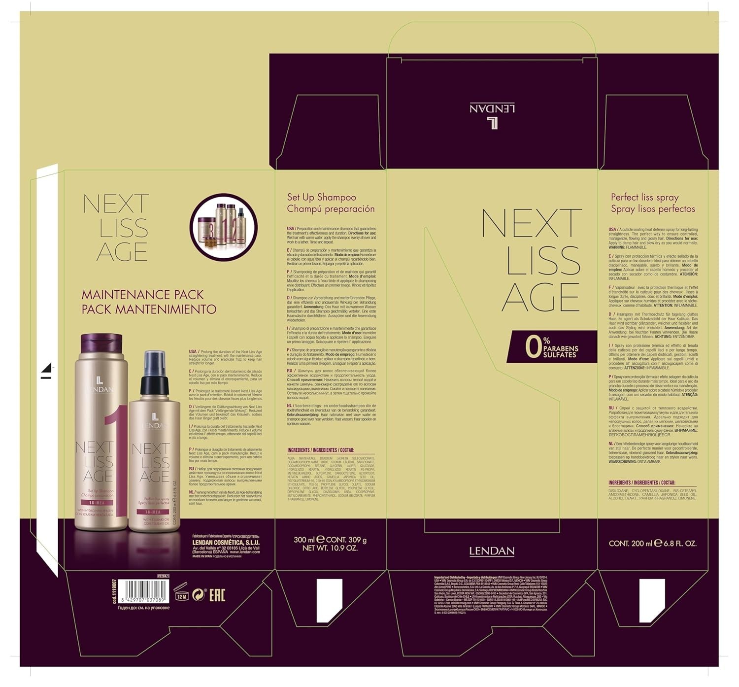 Lendan Next Liss Age Pack Mantenimiento Total 500 g / 20 Oz