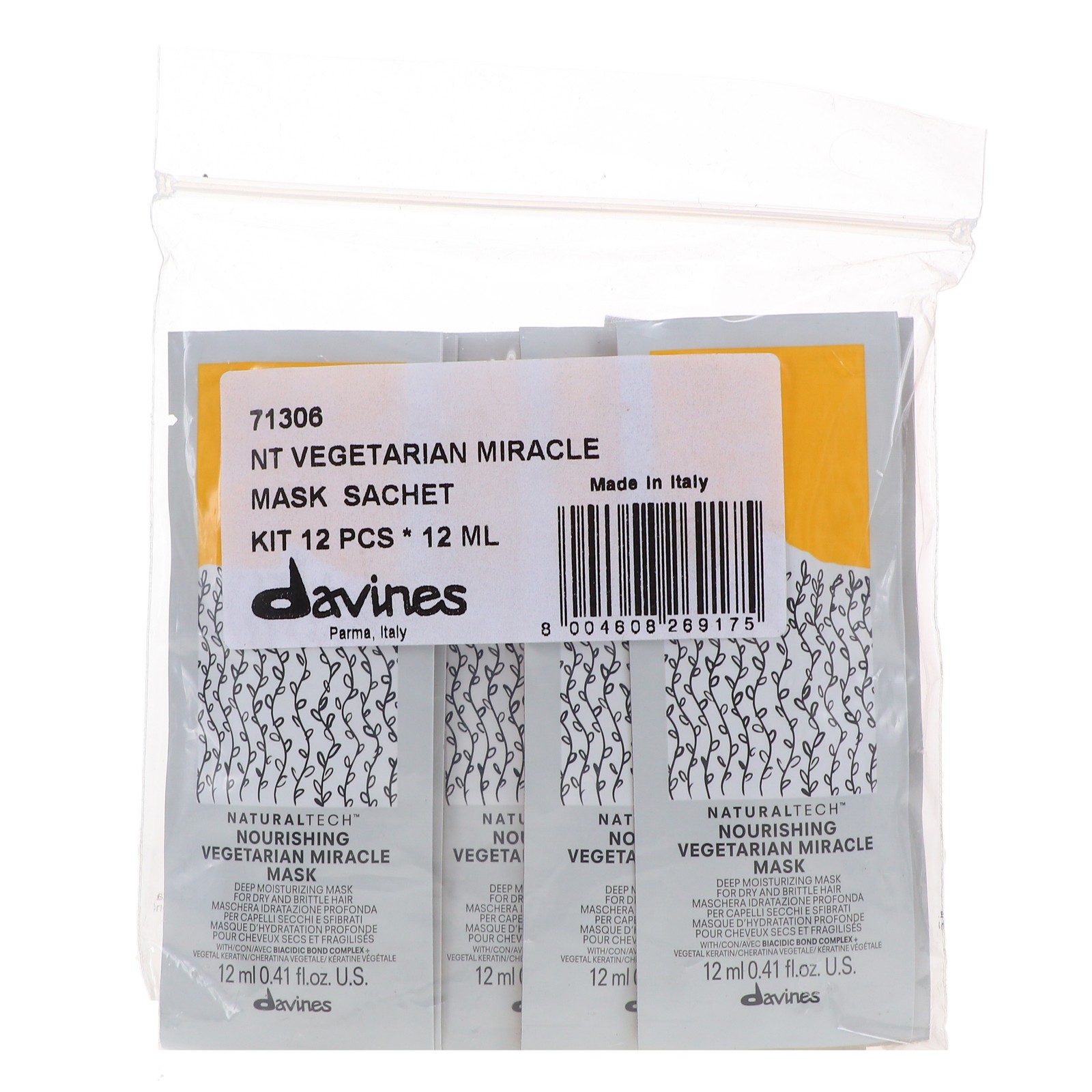 Davines NaturalTech Nourishing Vegetarian Miracle Mask Sachet 12 Pack