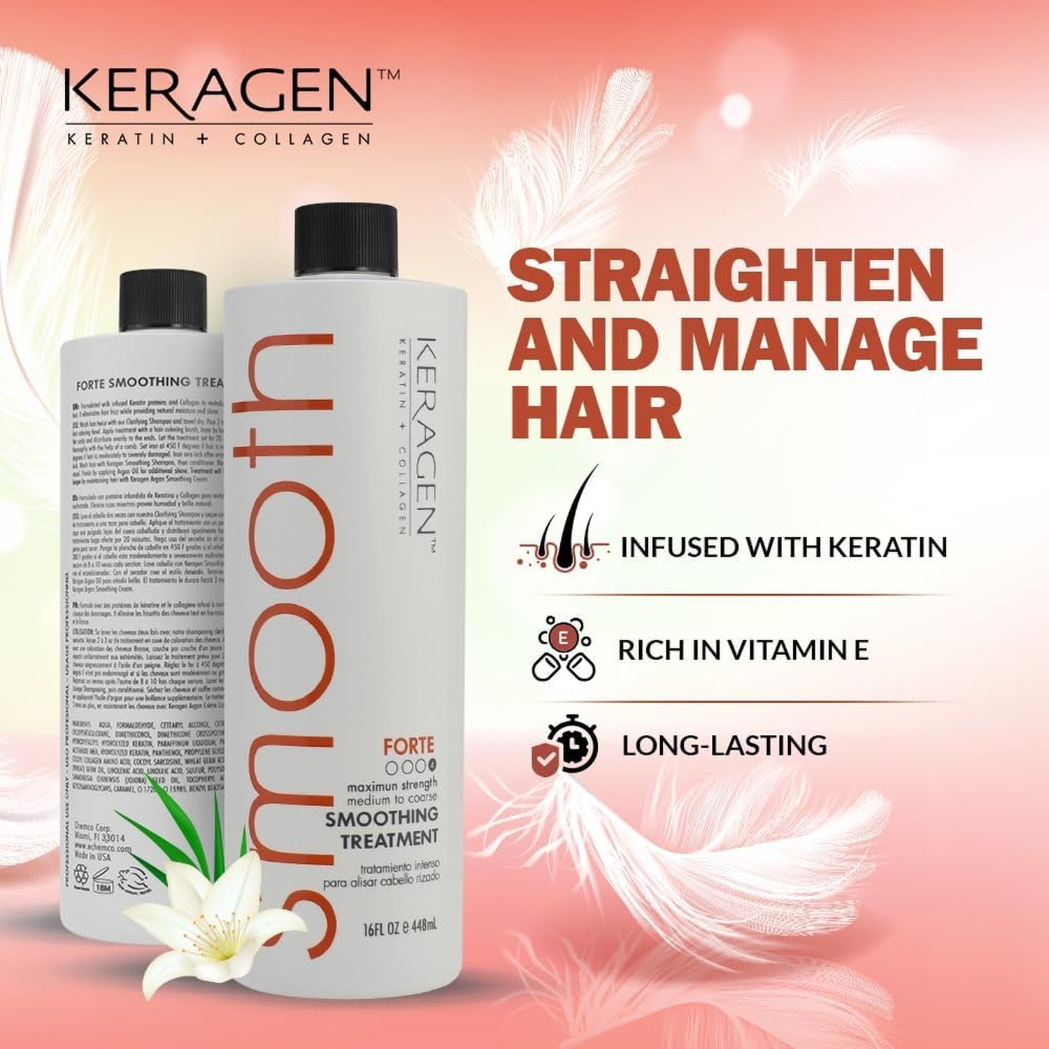 KERAGEN – Brazilian Smoothing Keratin Hair Treatment, Blowout Straightening S…