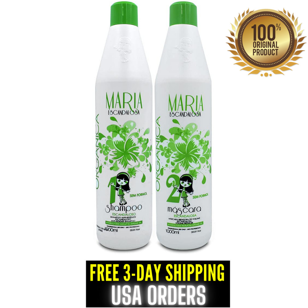 Maria Escandalosa Organic Progressive Brazilian Keratin Smoothing 2x1L 3 Day USA