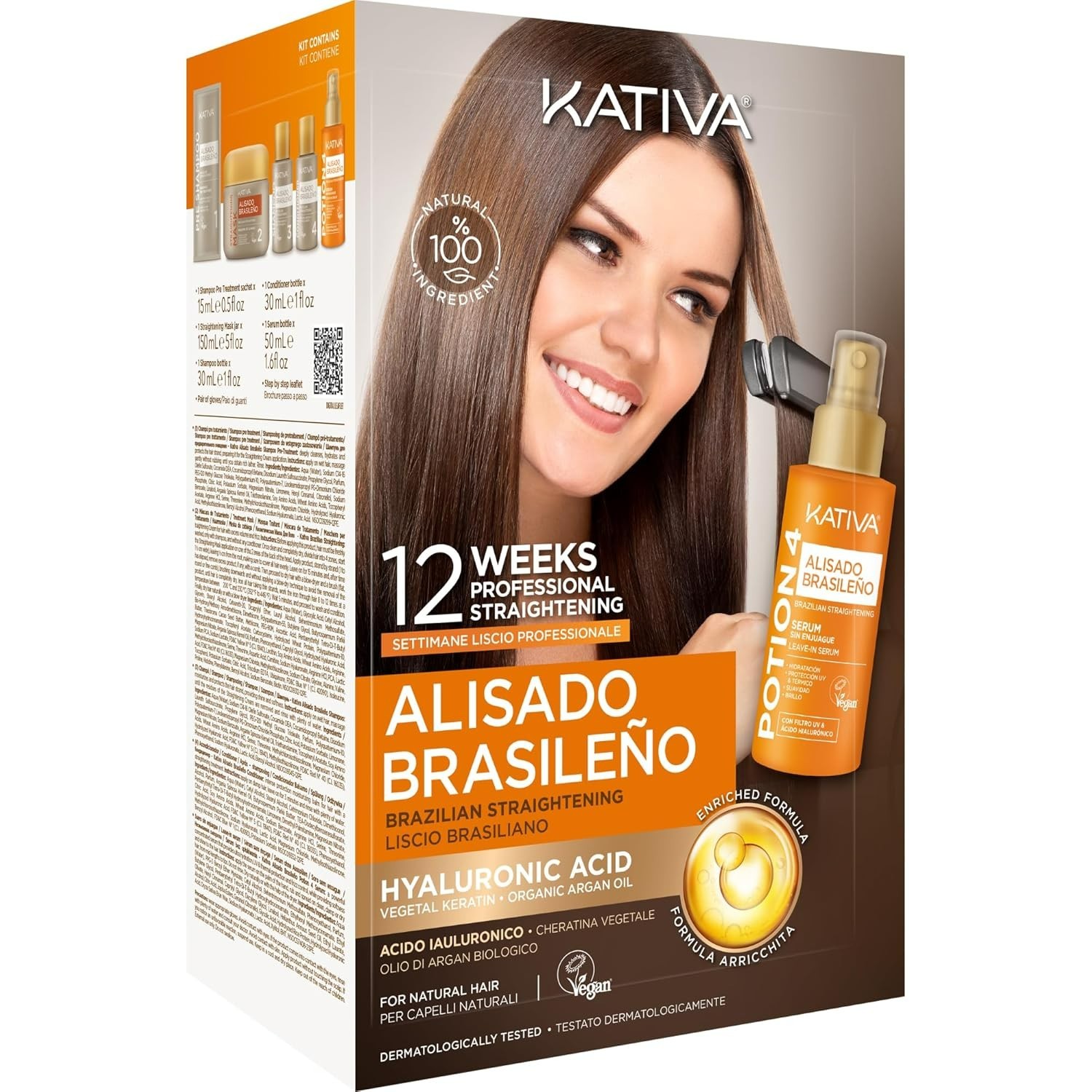 Kativa Brazilian Straightening Kit 12 Weeks of Home Use Professional Keratin