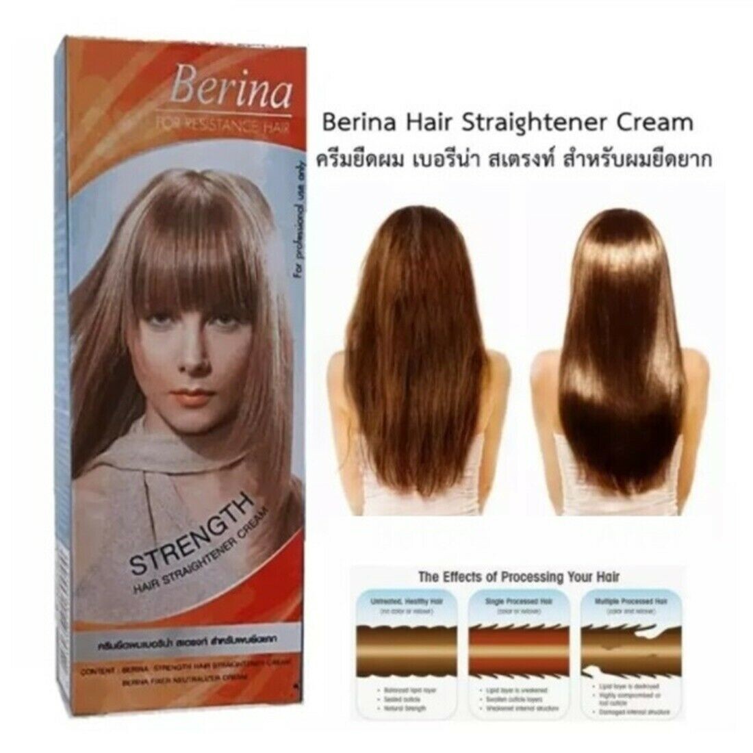 Berina Hair Straightener Cream Plus Neutralizer Straightening Straight Original