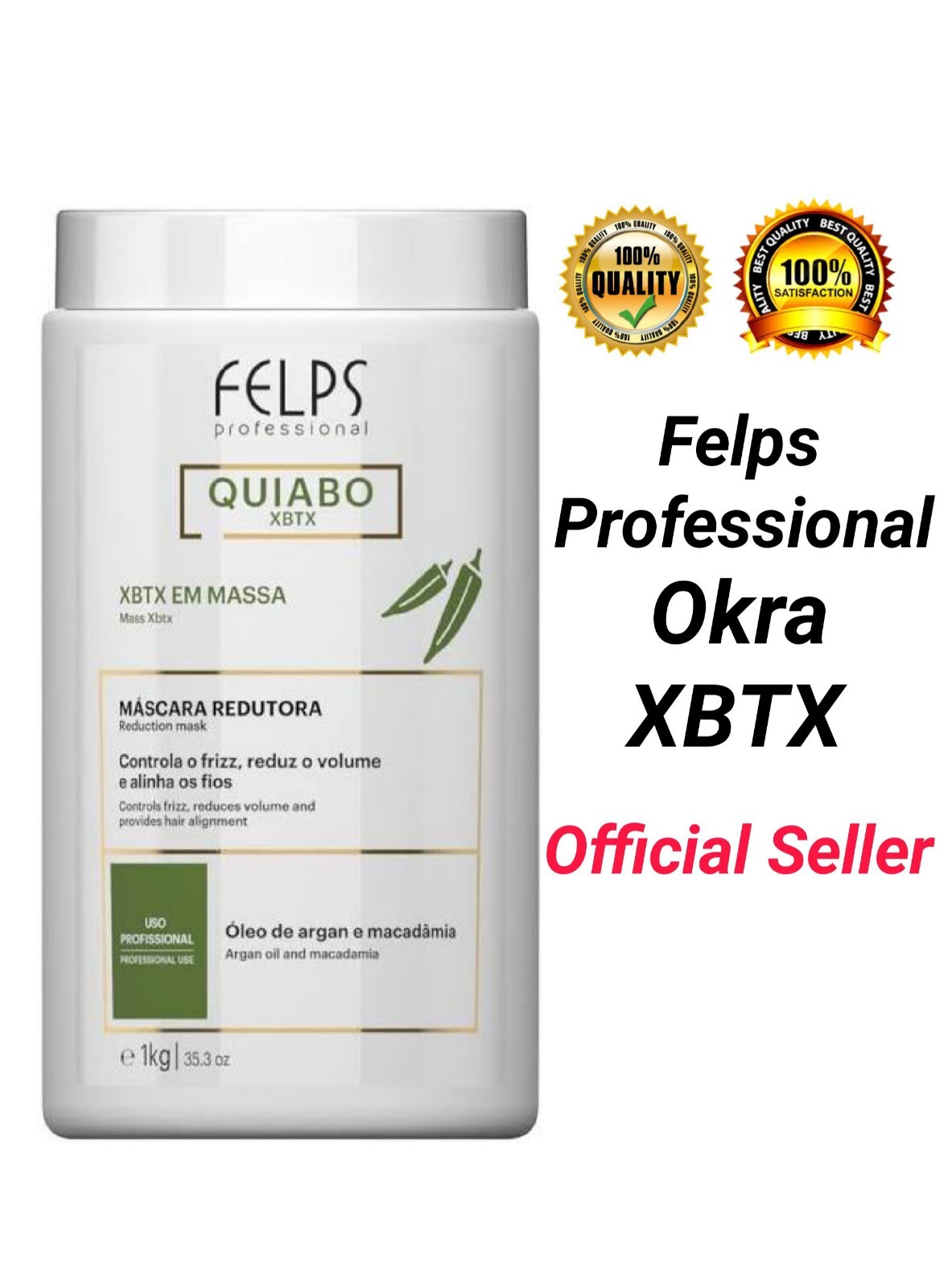 Felps xbtx Bulk Straightening Cream Okra Treatment 1kg 35.3 Oz Fast Shipping