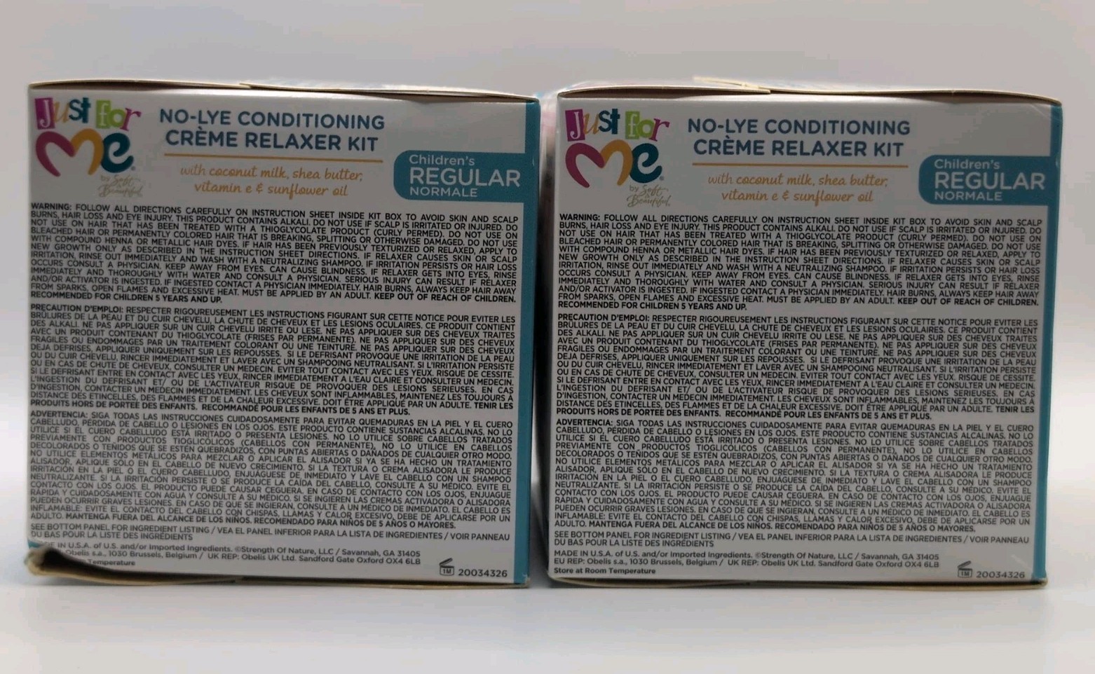 Lot of 2 Kits Just For Me No-Lye Conditioning Creme Relaxer Kits, 2-Applications