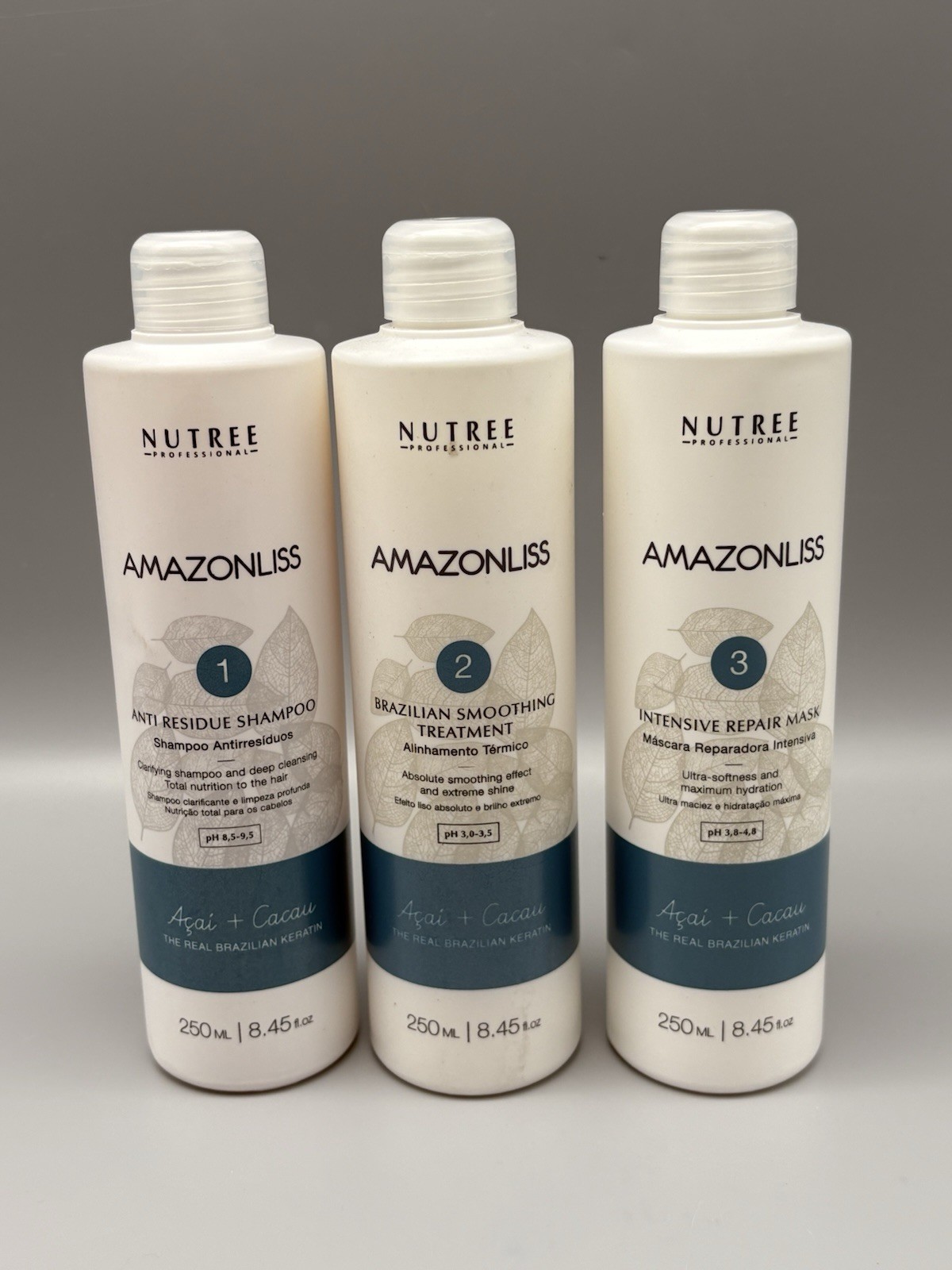 Nutree Amazonliss Keratin Hair Treatment Straightening 8.45 Fl Oz 3 Step Kit