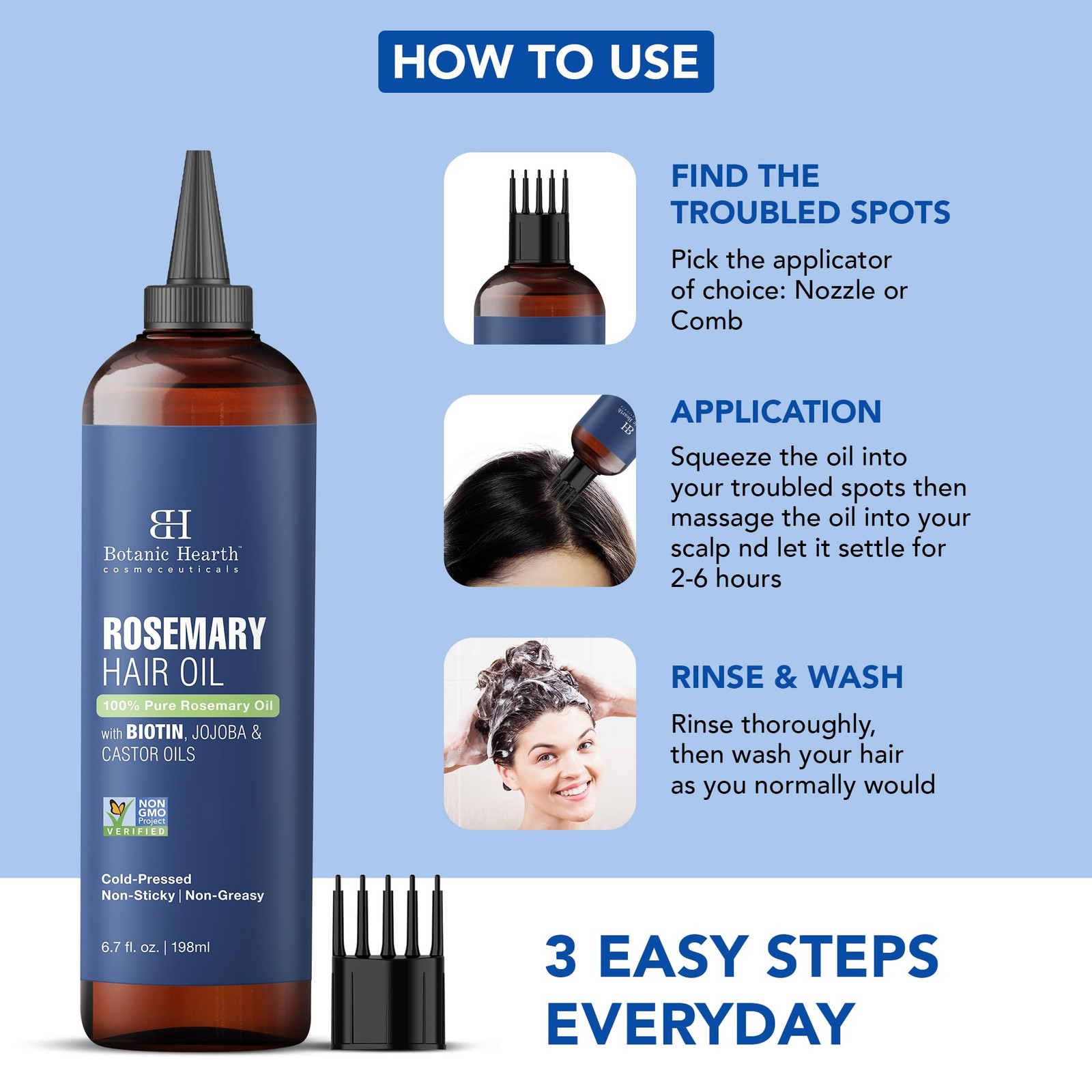 Hair Oil for Hair Growth | Rosemary Oil for Hair Growth with Biotin, Castor &…