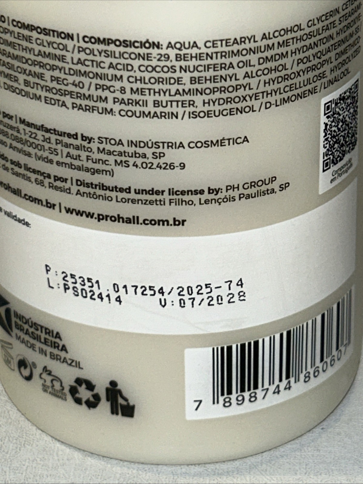New Prohall Select One Brazilian Keratin Protein Smoothing 1 L