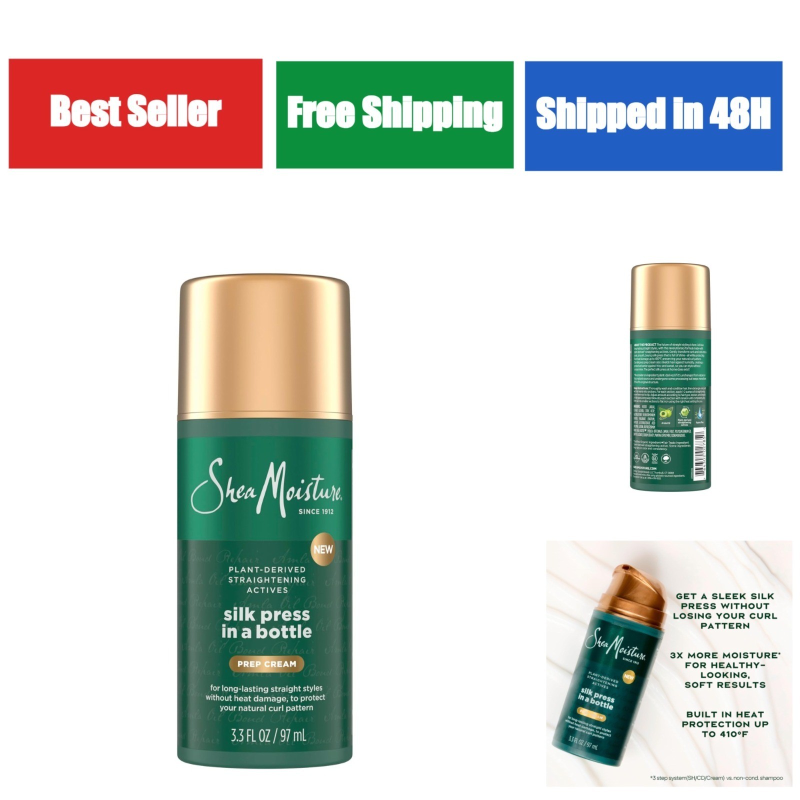 SheaMoisture Silk Press Prep Cream 3.3 fl oz – Heat Protection & Curl Control