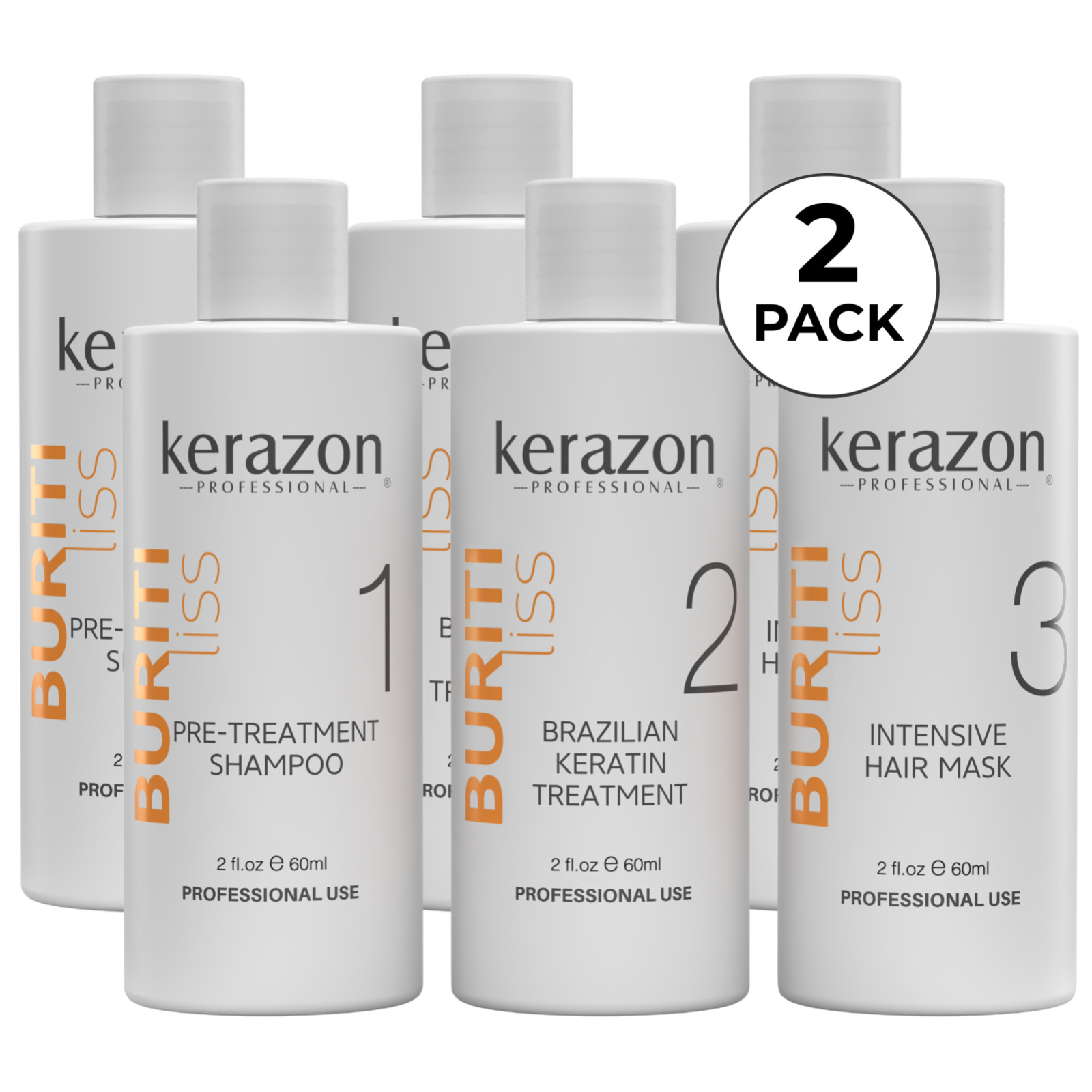 Brazilian Keratin Treatment Complex Blowout KIT 6fl.oz/180ml by KERAZON – 2 pack