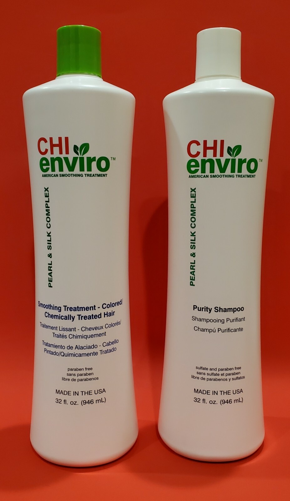 CHI ENVIRO SMOOTHING TREATMENT COLORED/CHEMICALLY HAIR & PURITY SHAMPOO 32OZ SET