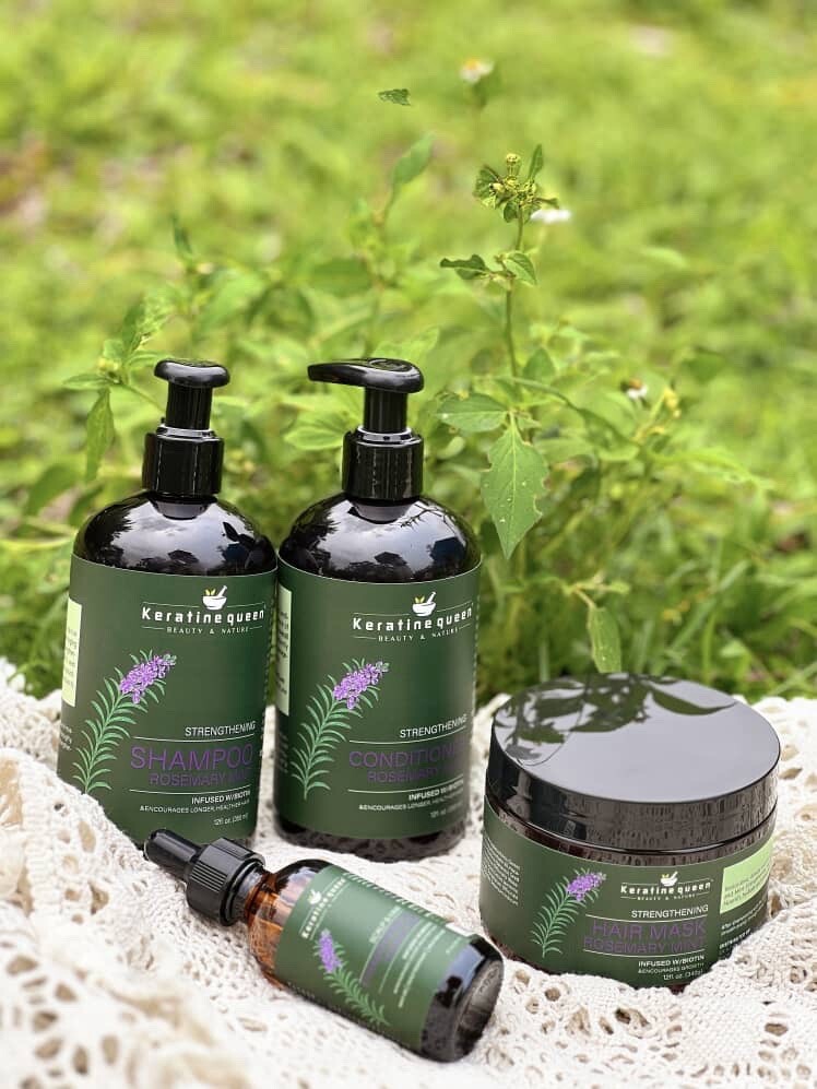 Keratin queen Rosemary Set Of 4 ; Shampoo, Conditioner, Mask And Oil