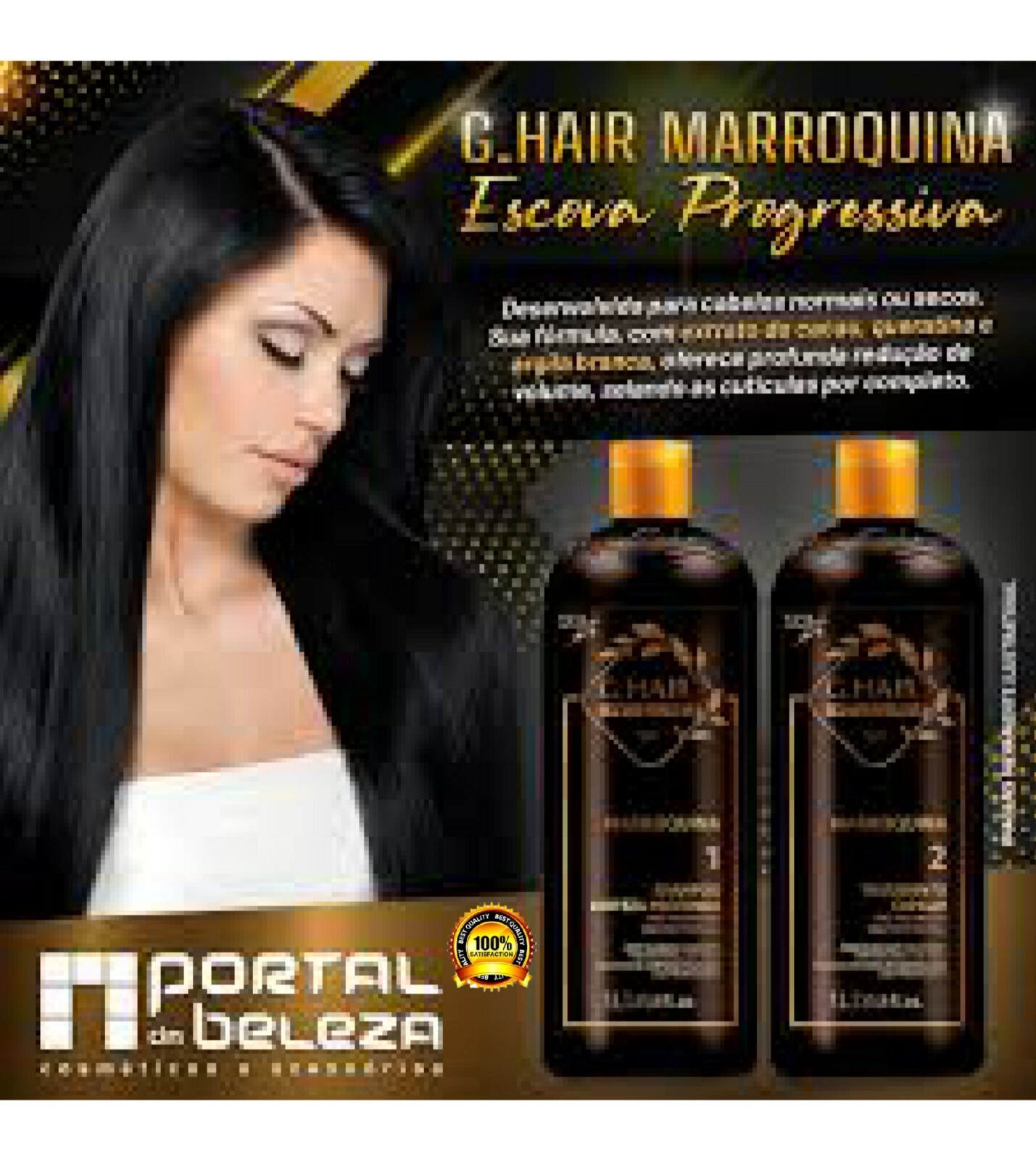G-Hair Moroccan Progressive Brush Kit In 2 Steps Keratin Treatment 2×33.8 Oz