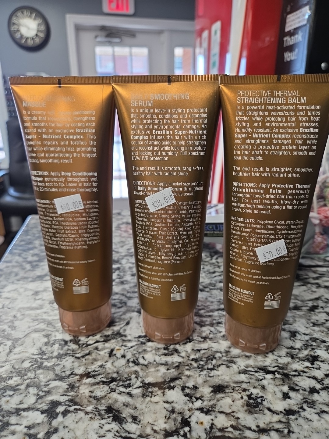 Brazilian Blowout Masque, Serum, Balm, 3 pcs set 8oz each.