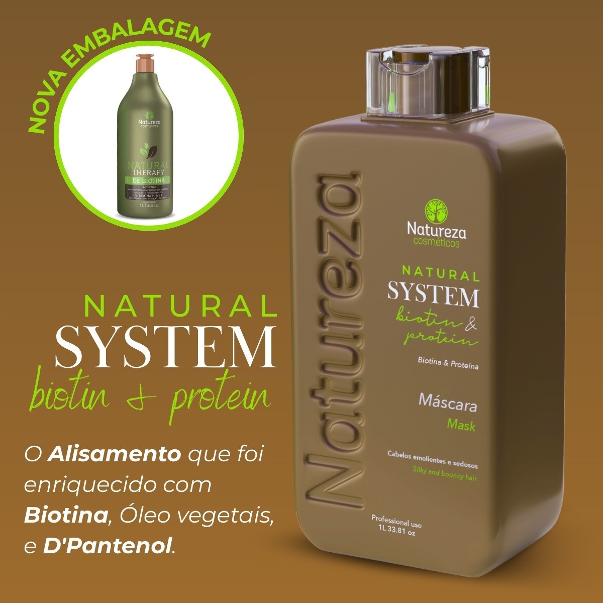 Natural System Biotin Kit 2x1L + Biotin Mask 1Kg – Natureza Cosméticos