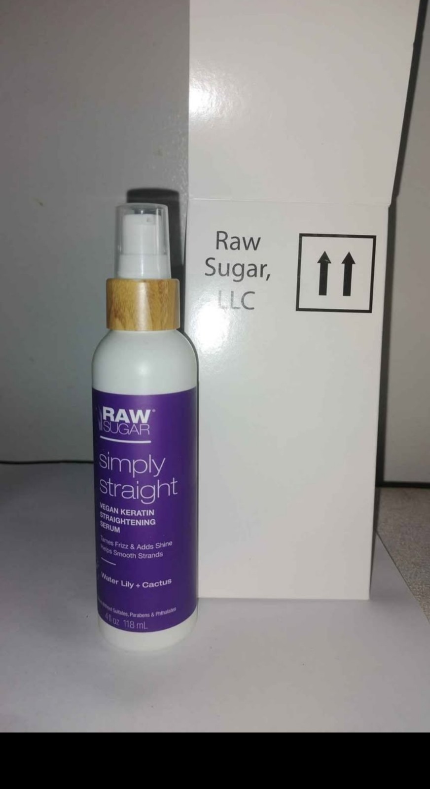 Raw Sugar Simply Straight Vegan Keratin Serum Anti-Frizz Shine 4 fl oz