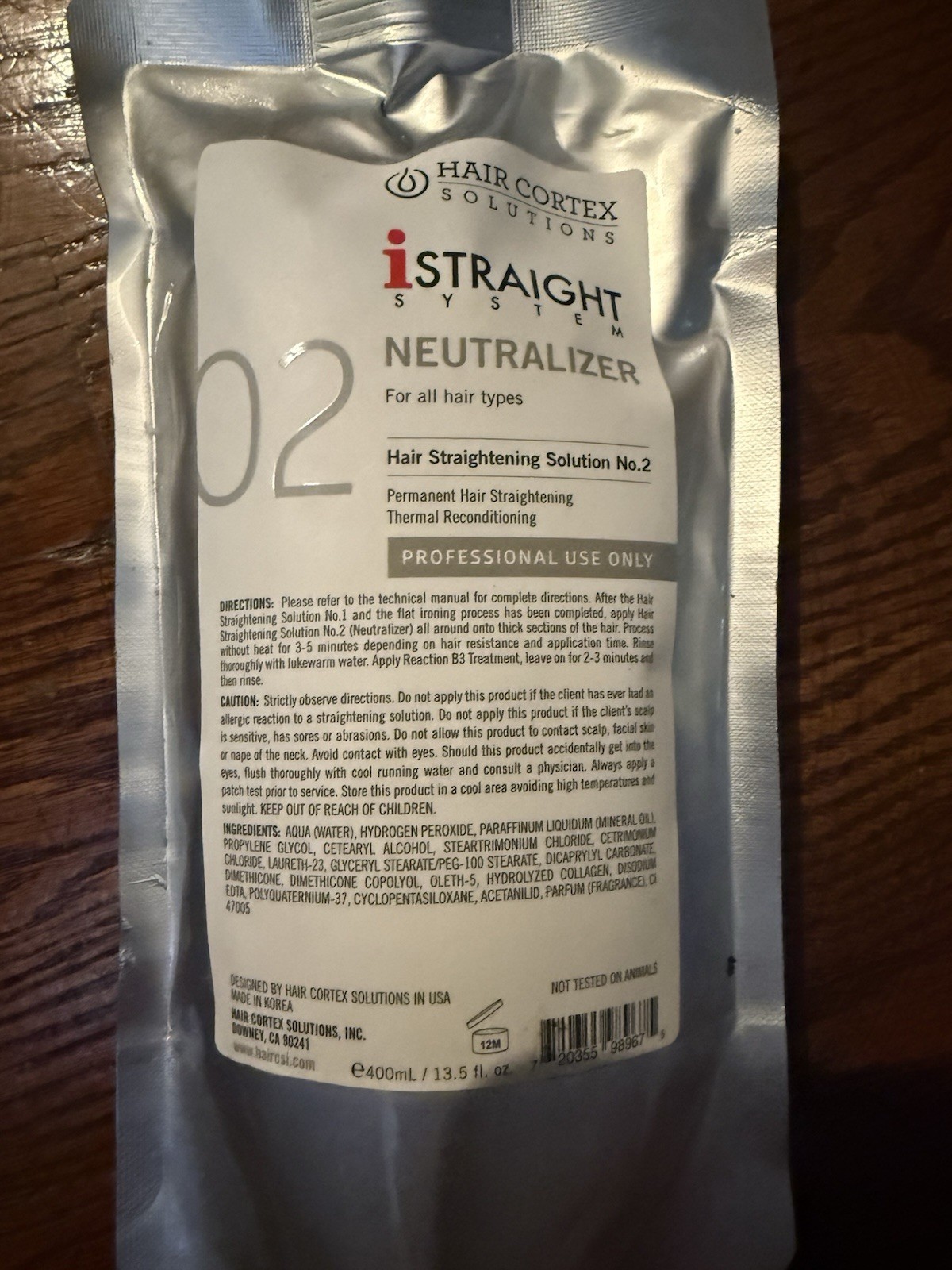 Innosys iStraight System Neutralizer (02) for All Hair Types ( 13.5 fl.oz No Box