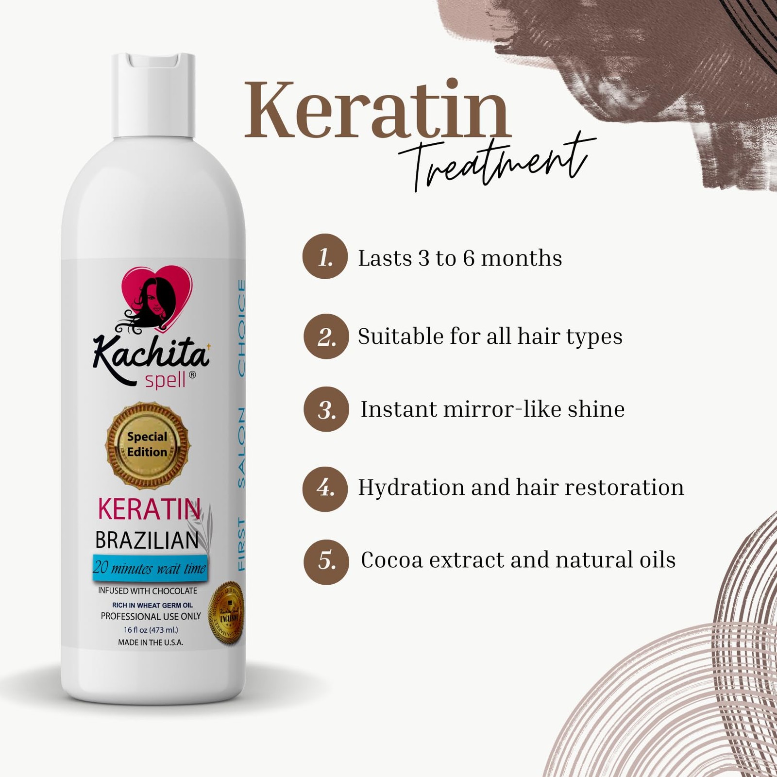 Kachita Spell Brazilian Keratin Hair 15.99 Fl Oz (Pack of 1), Chocolate