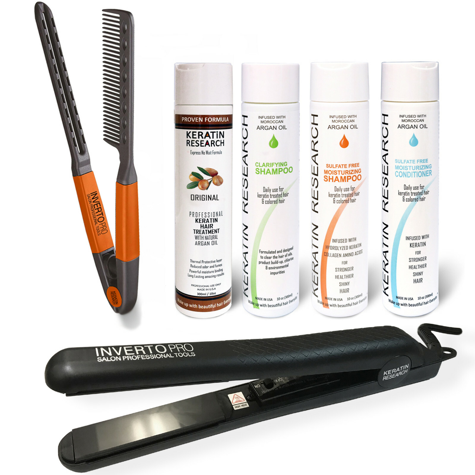 Keratin Hair Blowout Keratin Treatment Kit 300ml LARGE SET 4 Bottles with TOOLS