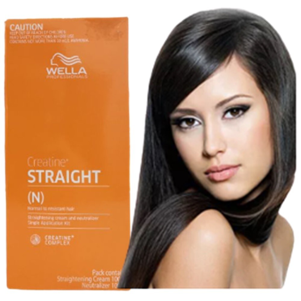 WELLA STRAIGHT(N) Hair Permanent Straightening Cream Intense Creatine Set 3 Box.