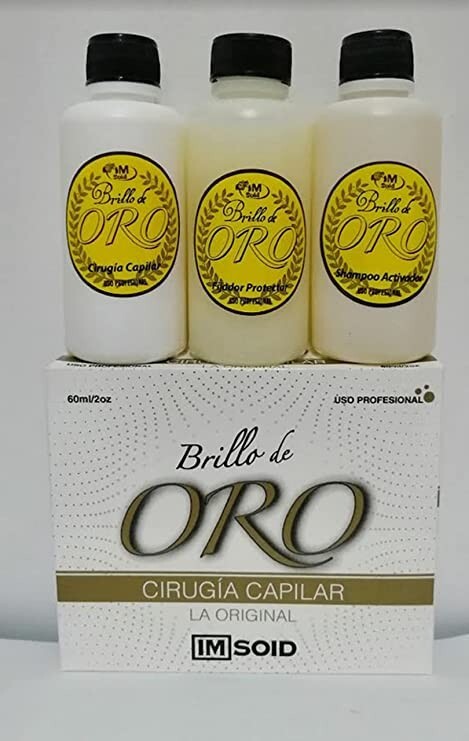 CIRUGIA CAPILAR BRILLO DE ORO KIT 3 PASOS CABELLO LISO Y CON BRILLO IMSOID