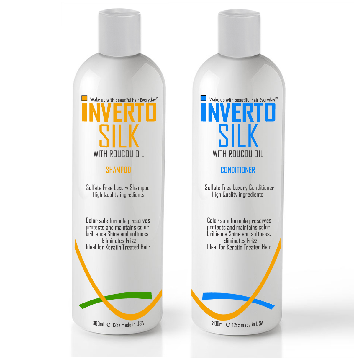 Inverto Silk Luxurious Sulfate Free Shampoo & Conditioner Set With Roucou Oil