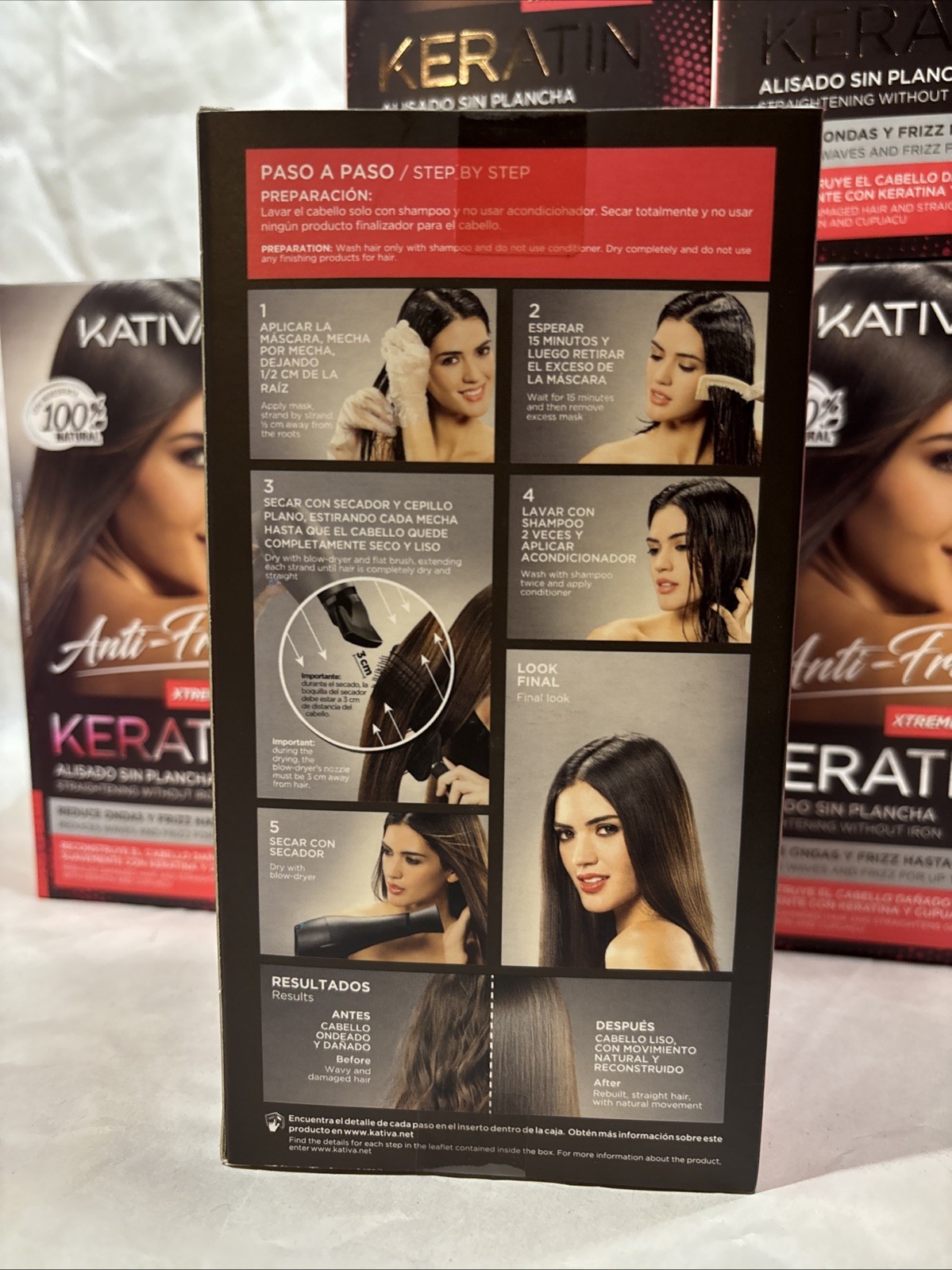 Kativa Anti-Frizz Xtreme Hair Care Keratin Straightening Without Iron Kit Treat