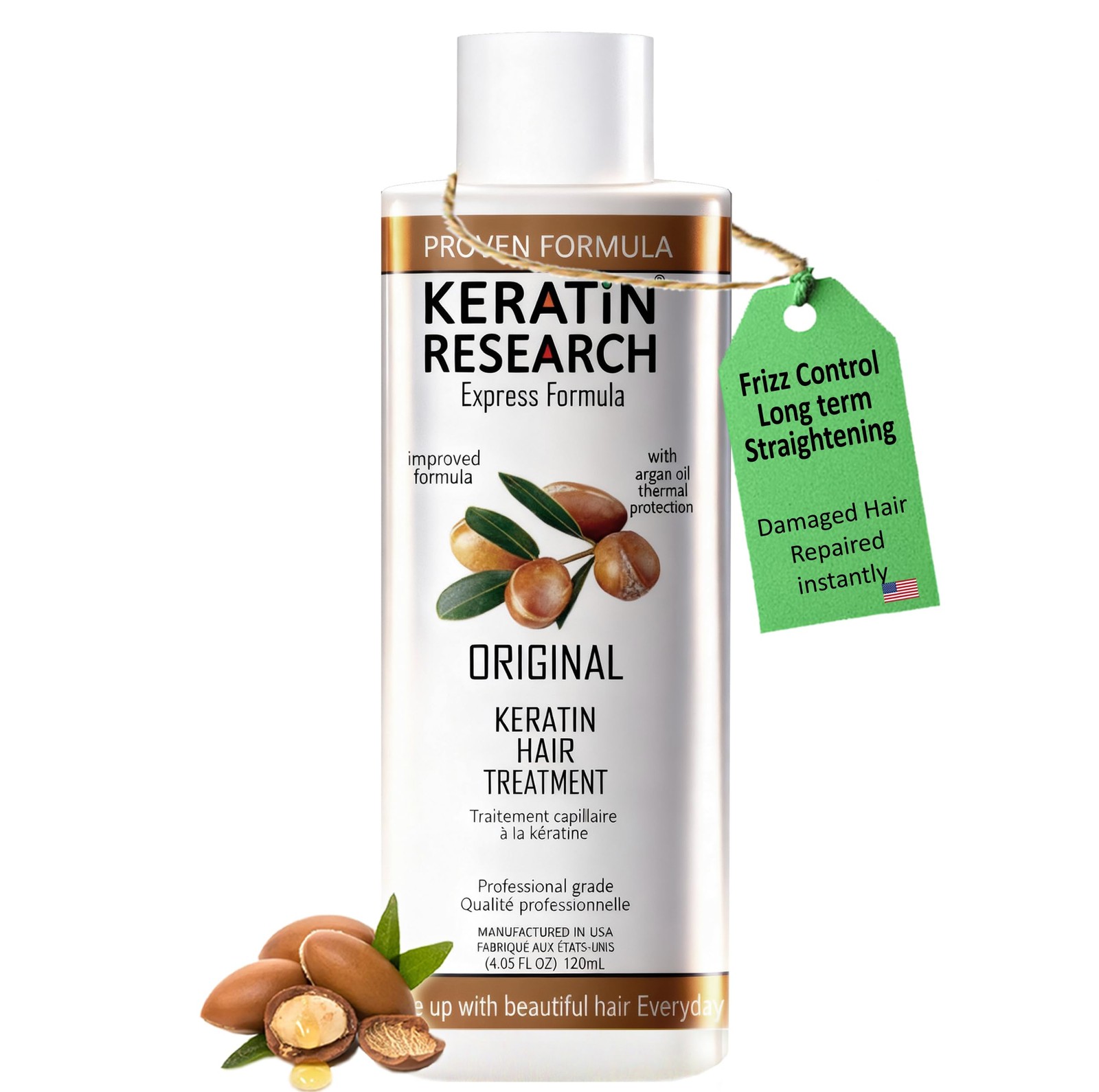 KERATIN RESEARCH Brazilian Keratin Hair 4.06 Fl Oz (Pack of 1), Natural