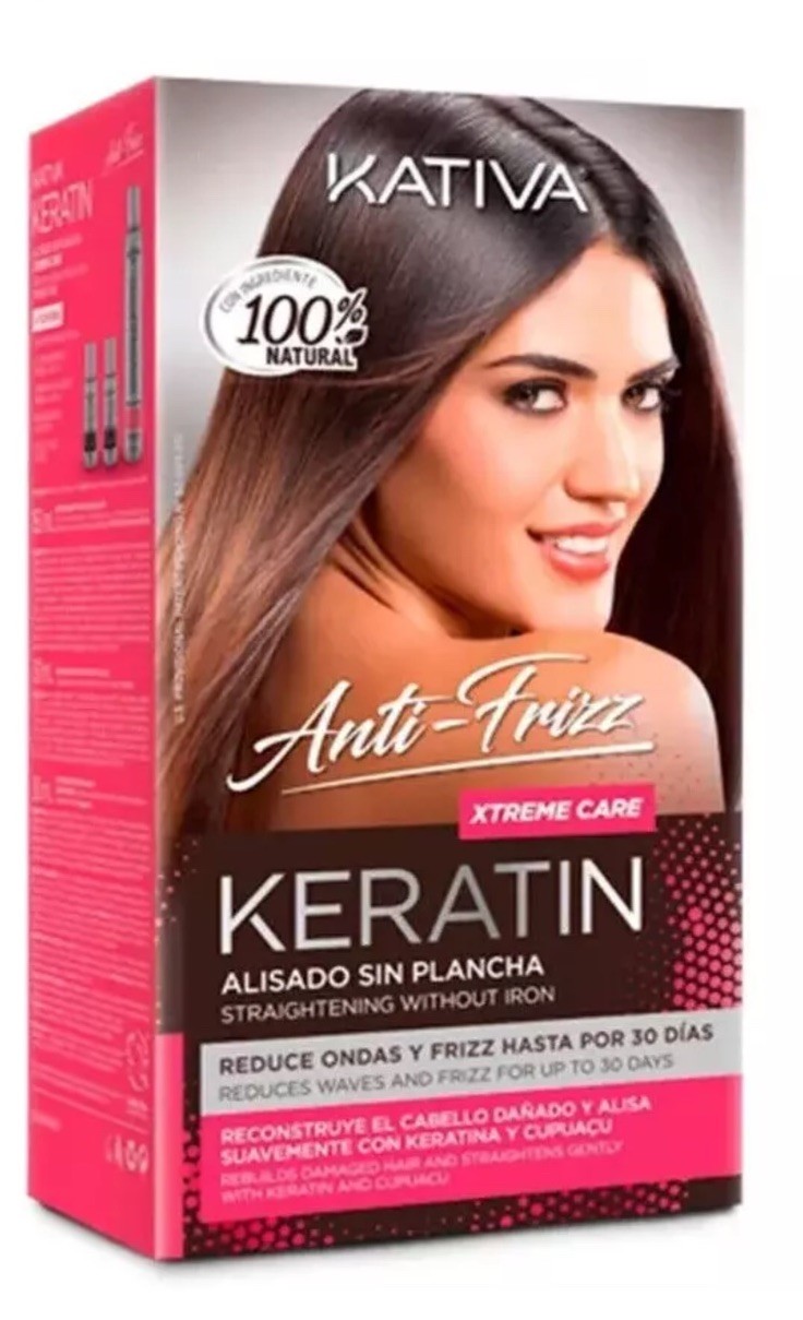 Kativa Anti-Frizz Xtreme Hair Care Keratin Straightening Without Iron Kit Treat