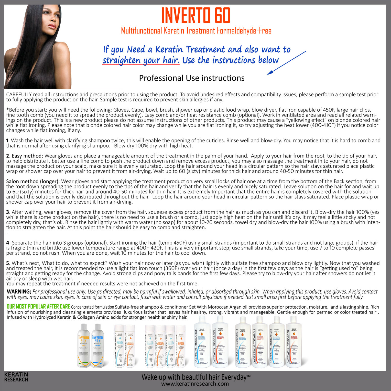 Formaldehyde-Free Inverto 60 Advanced Gel Keratin Hair Treatment Starter Kit 4oz