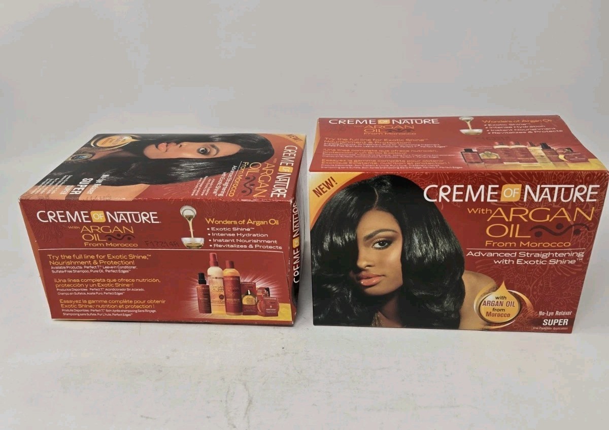 2 Creme of Nature Argan Oil No Lye Relaxer SUPER For Course Thick Hair Texture