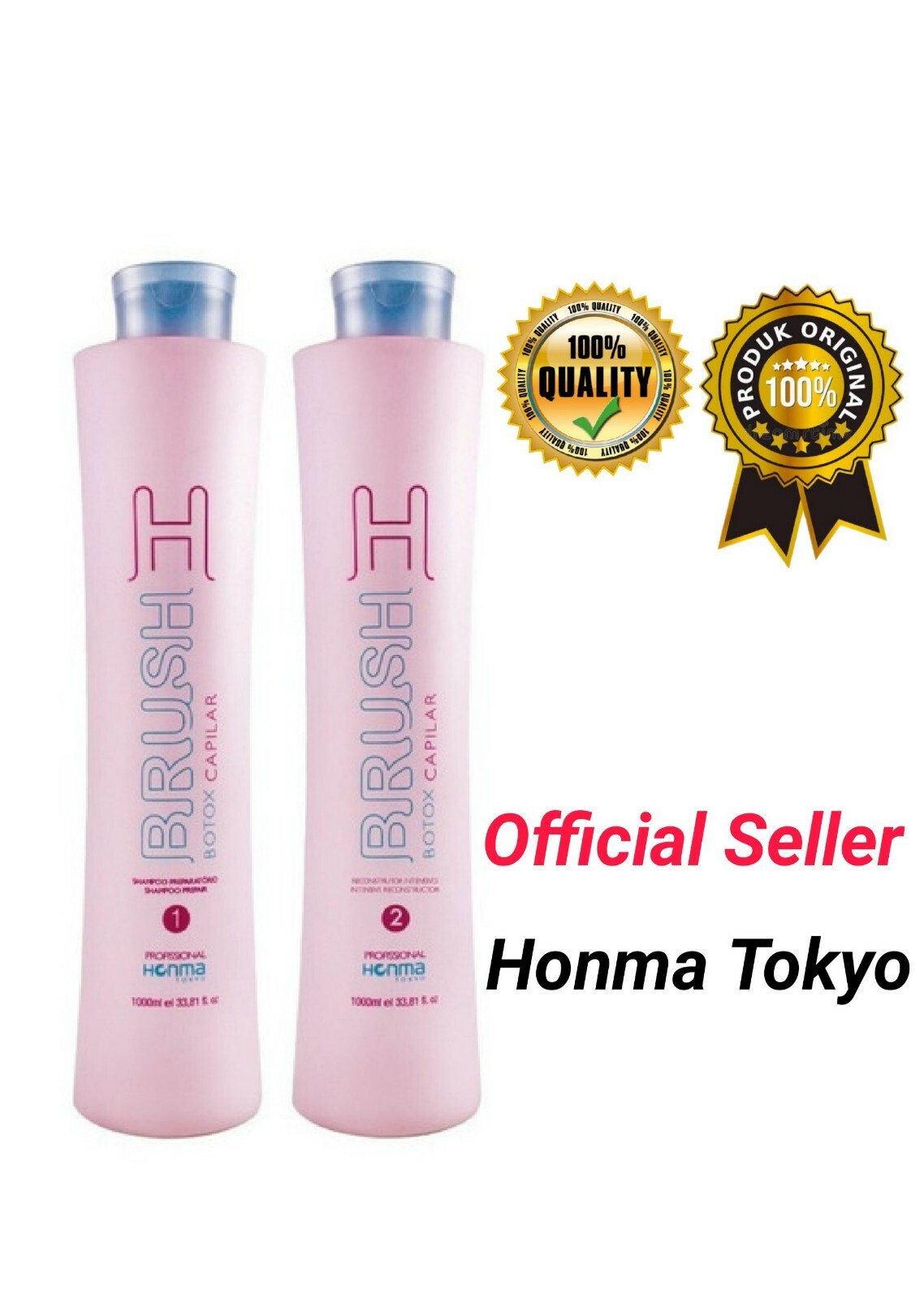 Honma Tokyo H-Brush, Kit Progressive 2x1L STEP 1/2 33.8 Oz Straight & Lined Hair