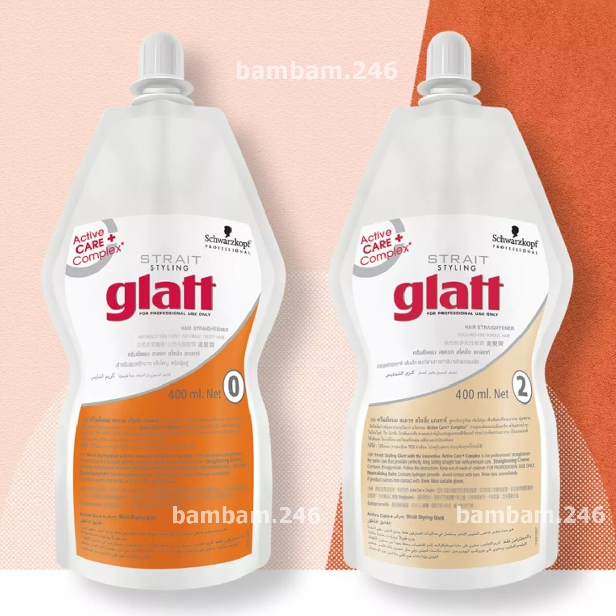 Glatt Schwarzkopf Hair Permanent Straightener Cream No. 2 + N 400 ml Neutralizer