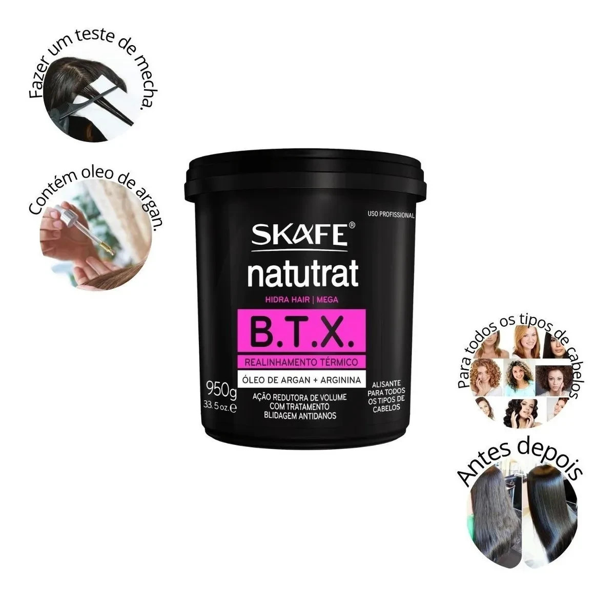 Natutrat Hydra Smoothing B.T.X Mega Thermal Realignment Skafe 950g Hidra Hair