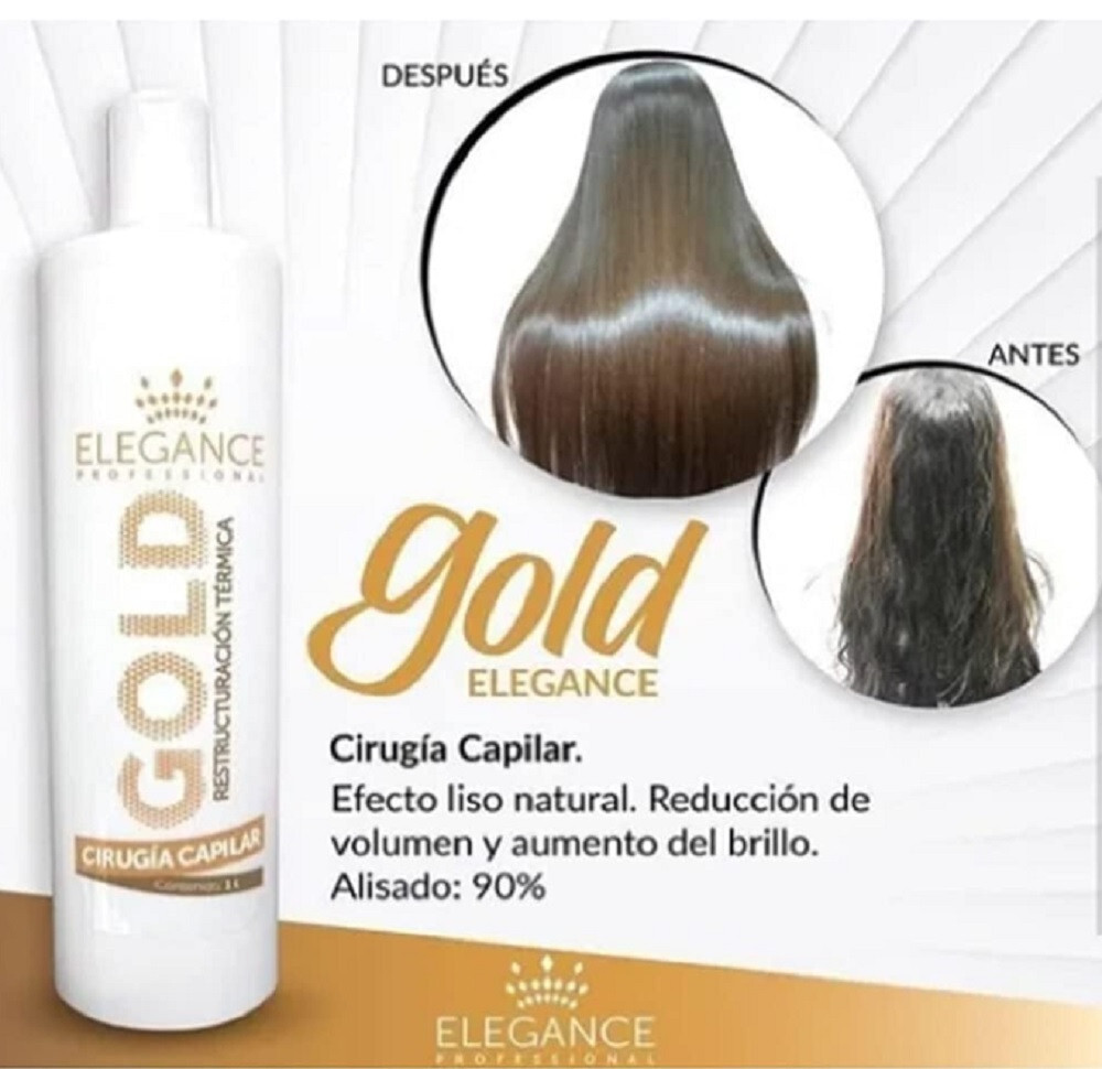 Elegance Gold Hair Surgery 1L Kit Keratin Smoothing Treatment Straightening Set