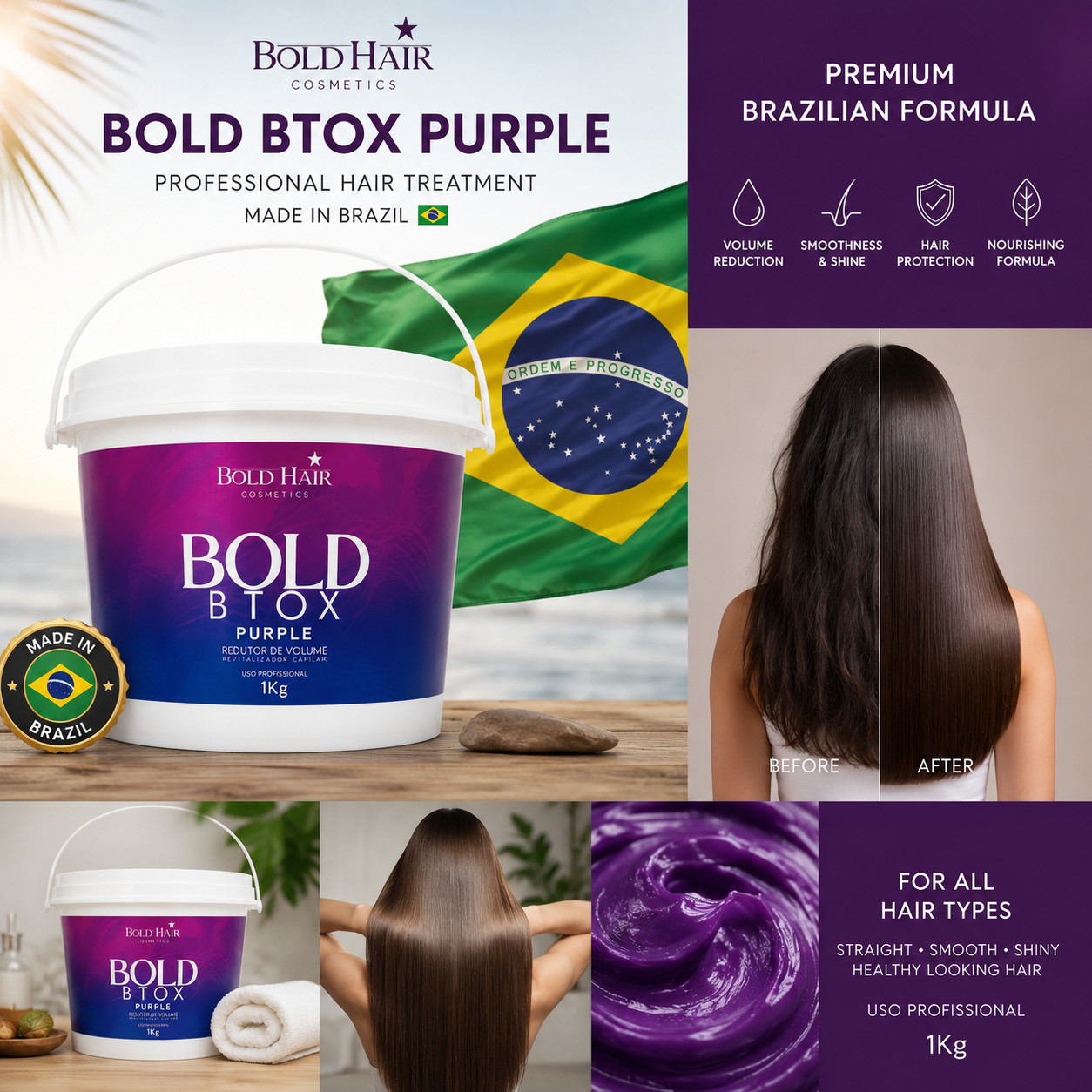 BOLD HAIR Purple Hair Botox Treatment, Organic, No Formaldehyde