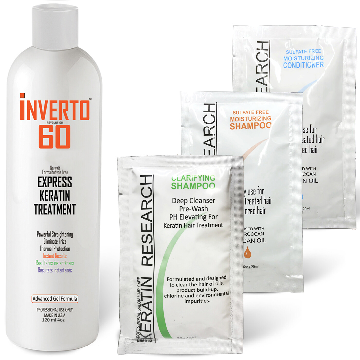 Formaldehyde-Free Inverto 60 Advanced Gel Keratin Hair Treatment Starter Kit 4oz