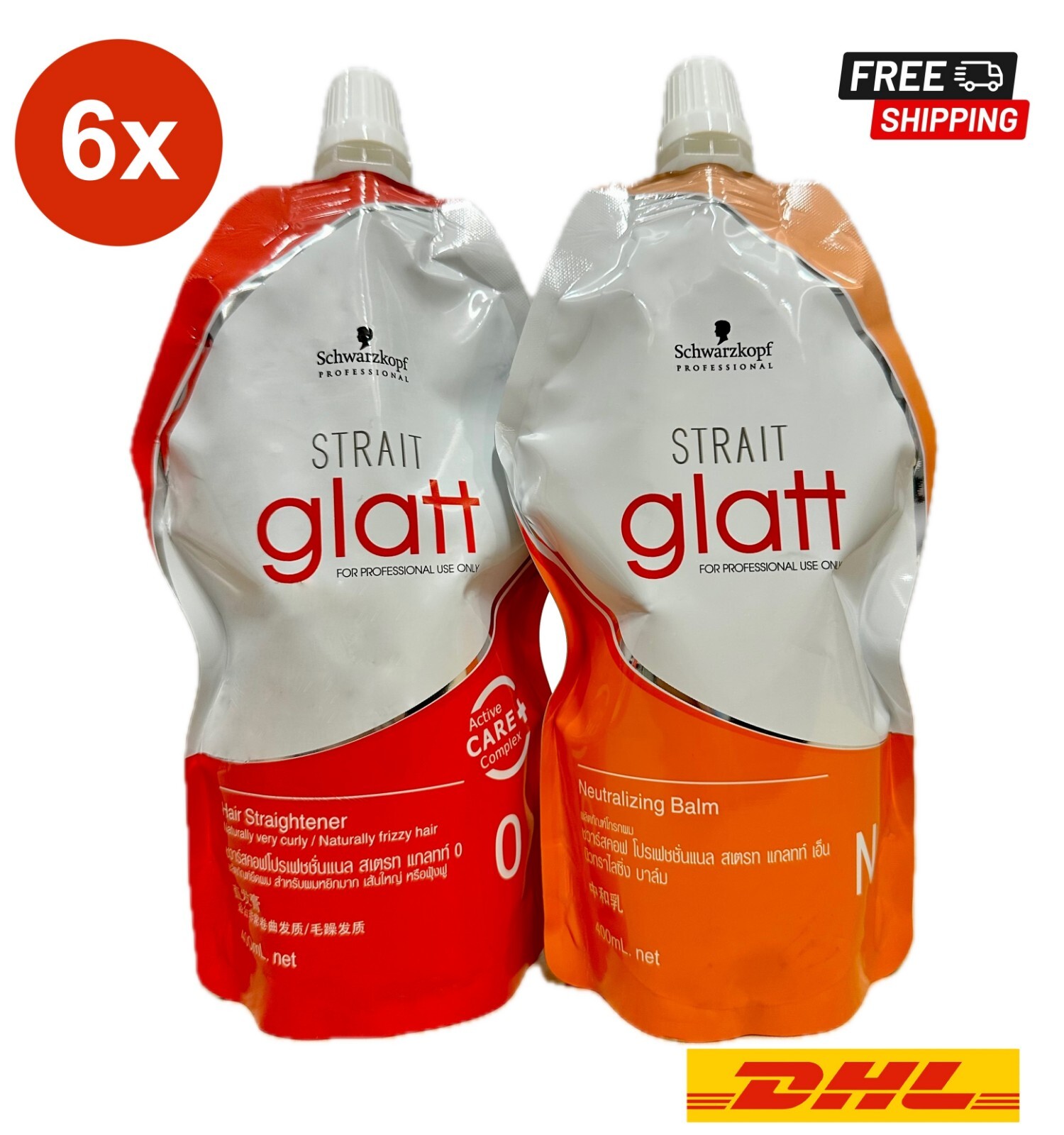 6 Sets Schwarzkopf Glatt No 0 Hair Straightener Rebonding Straightening 400ml
