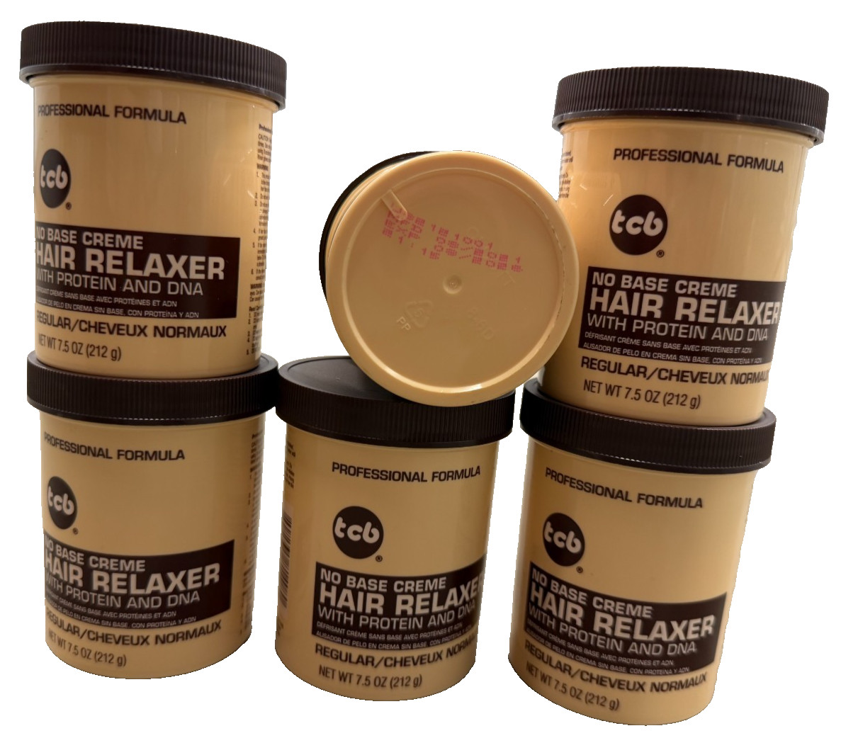 Lot Of 6 TCB No Base Hair Relaxer Creme W/Protein & DNA 7.5 Ounce Jars