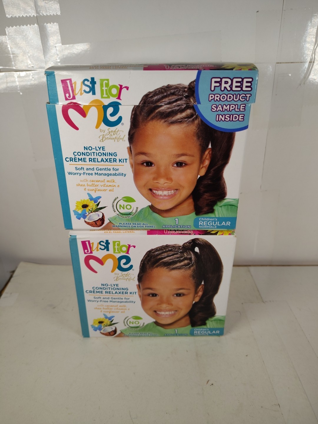 2 Just For Me No Lye Conditioning Creme Hair Relaxer Kit Box Has Damage
