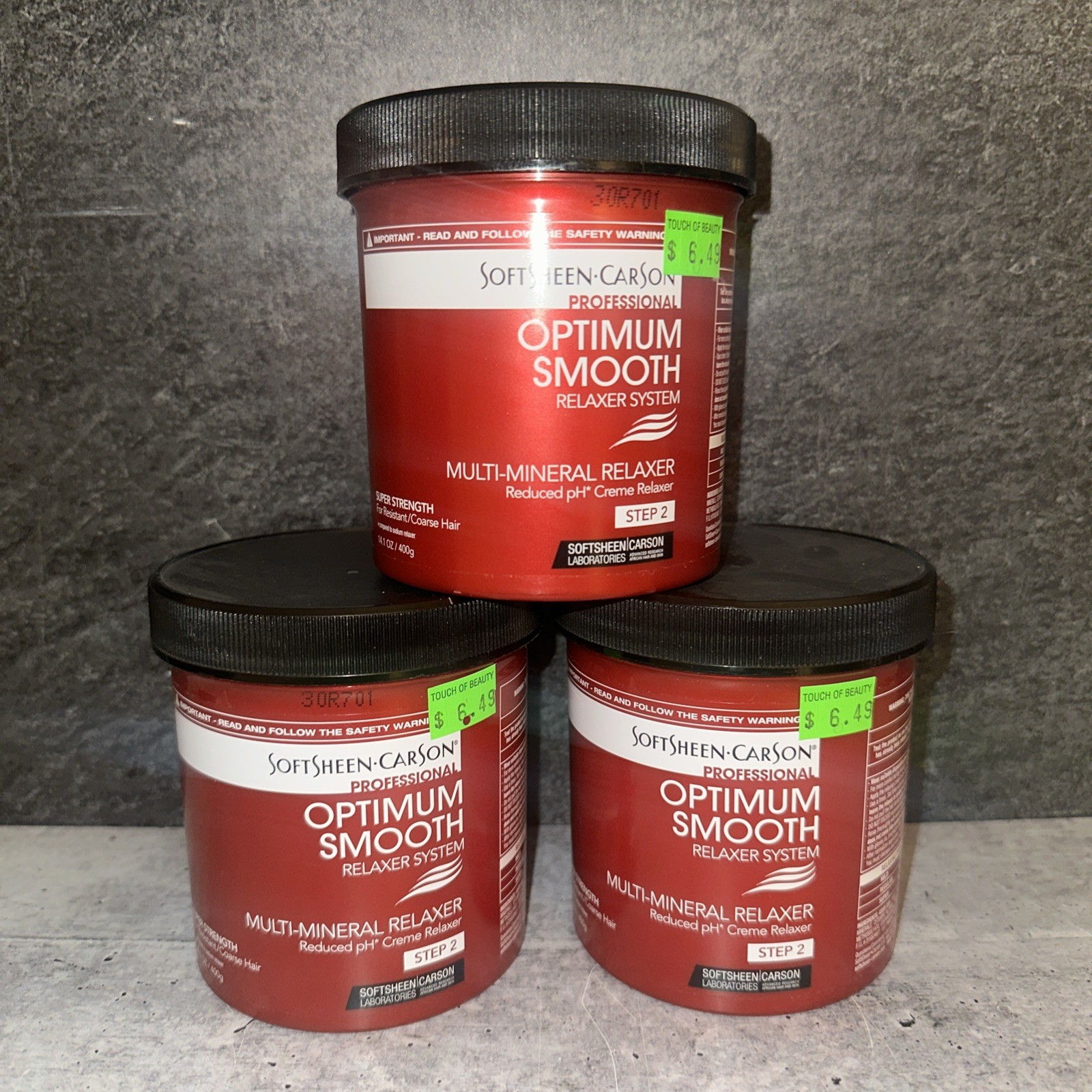 3 Lot SoftSheen Carson Optimum Smooth Multi Mineral Creme Relaxer SUPER Strength