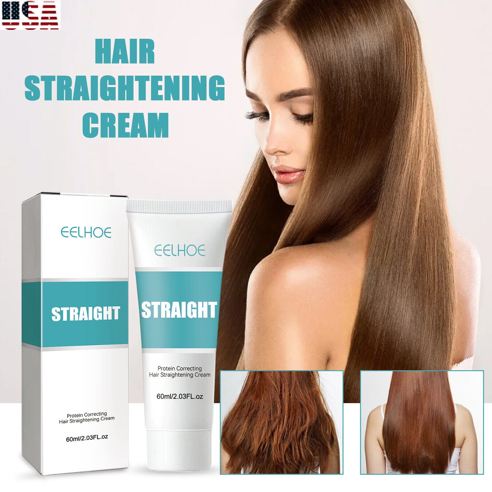 Protein Hair Straightening Cream Silk & Gloss Hair Straightening Cream 60ml USA