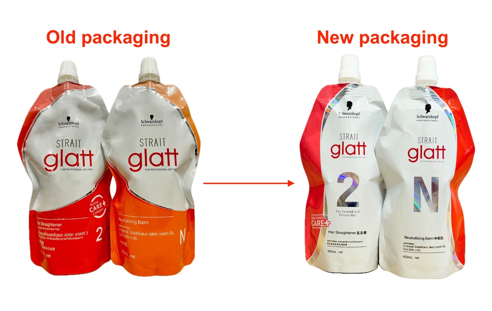 Schwarzkopf Glatt No 2 Hair Straightener Rebonding Straightening Cream 400ml set
