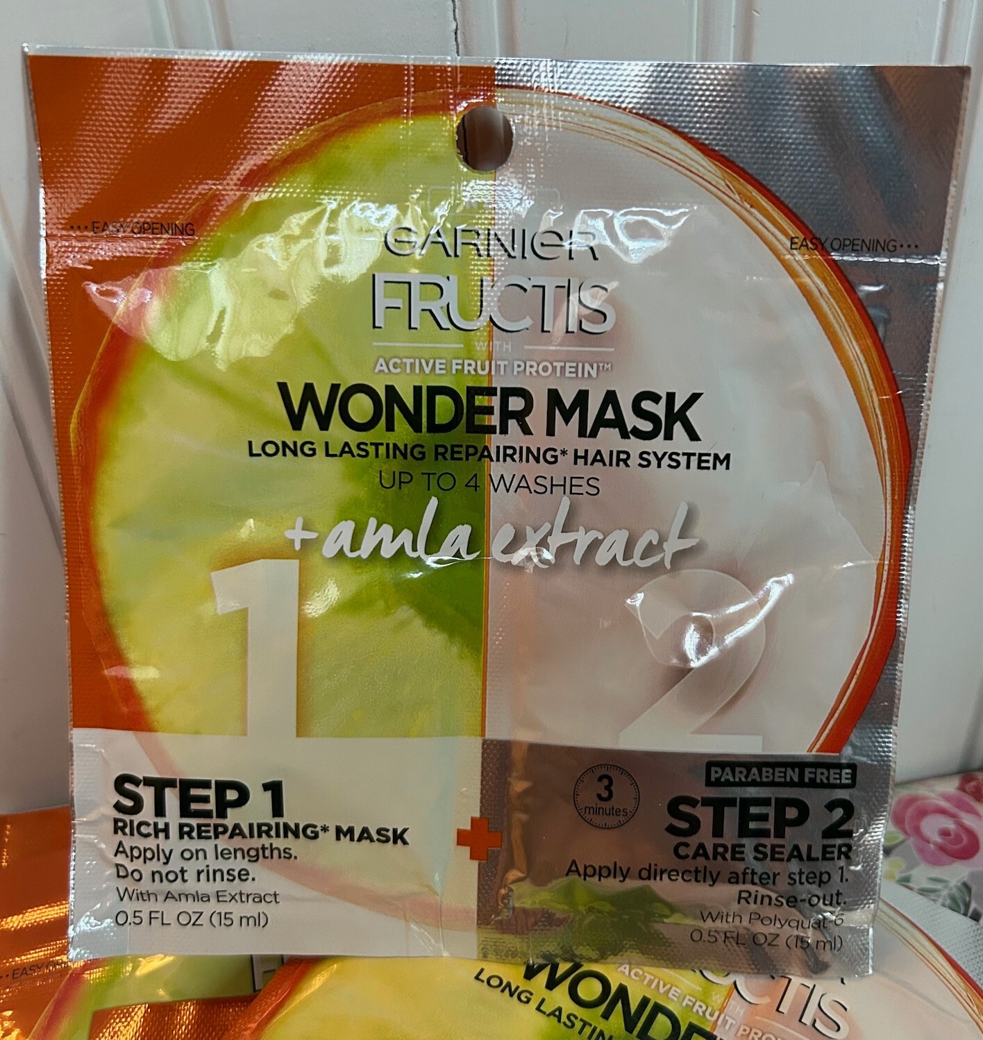 LOT OF 26 GARNIER FRUCTIS 2 STEP WONDER HAIR MASK with ACTIVE FRUIT PROTEIN