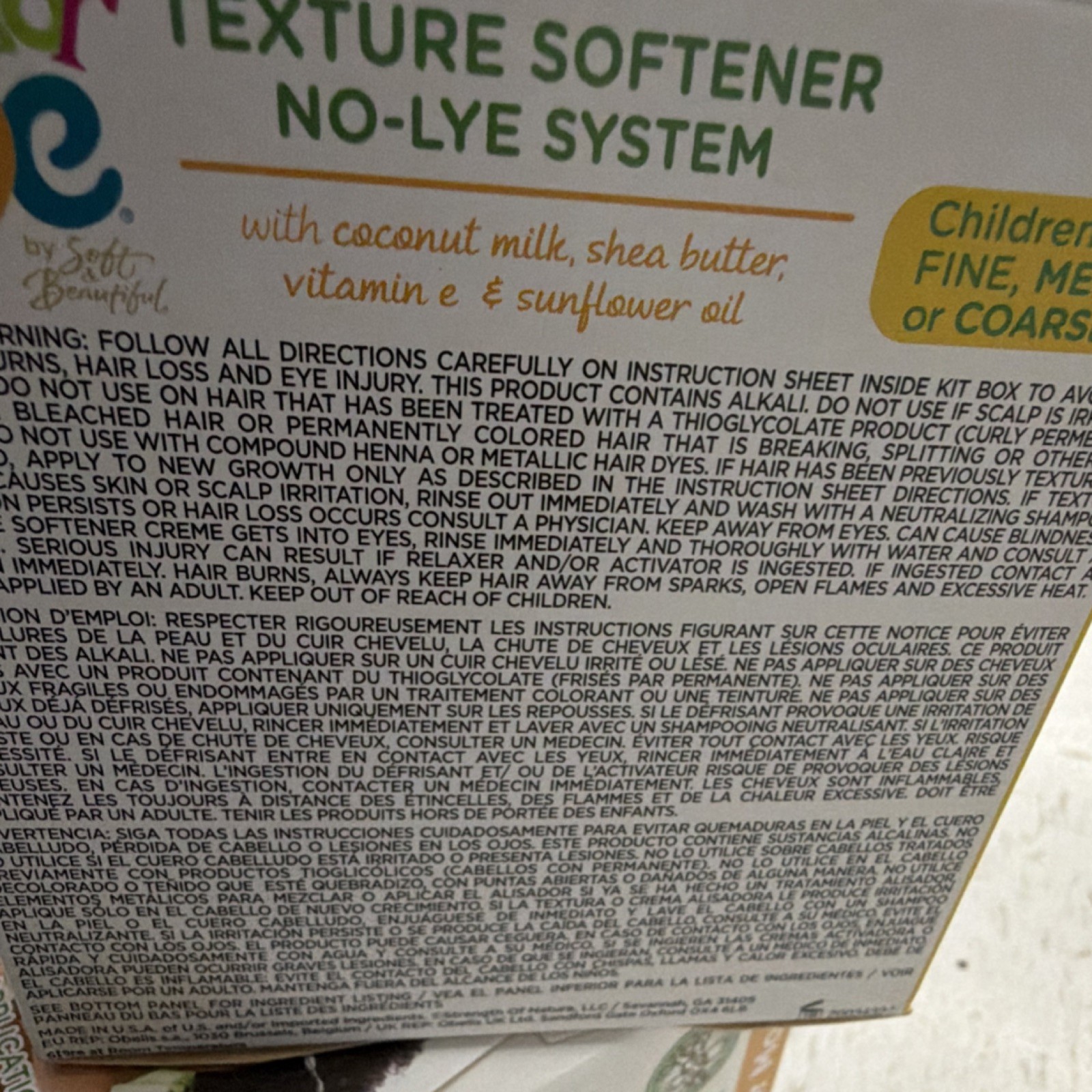 Just For Me Texture Softener No-Lye Relaxer with Coconut Milk for Children