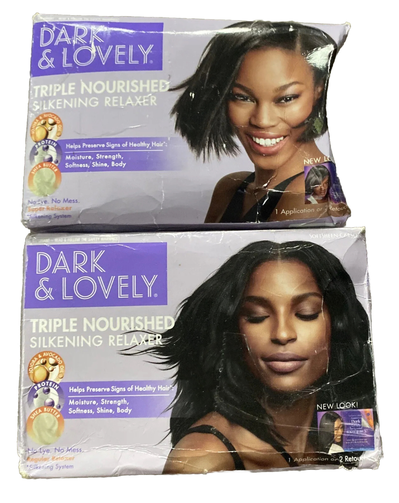 Dark and Lovely Healthy Gloss 5 Moisturizing No-Lye Relaxer Shea Butter Lot Of 2