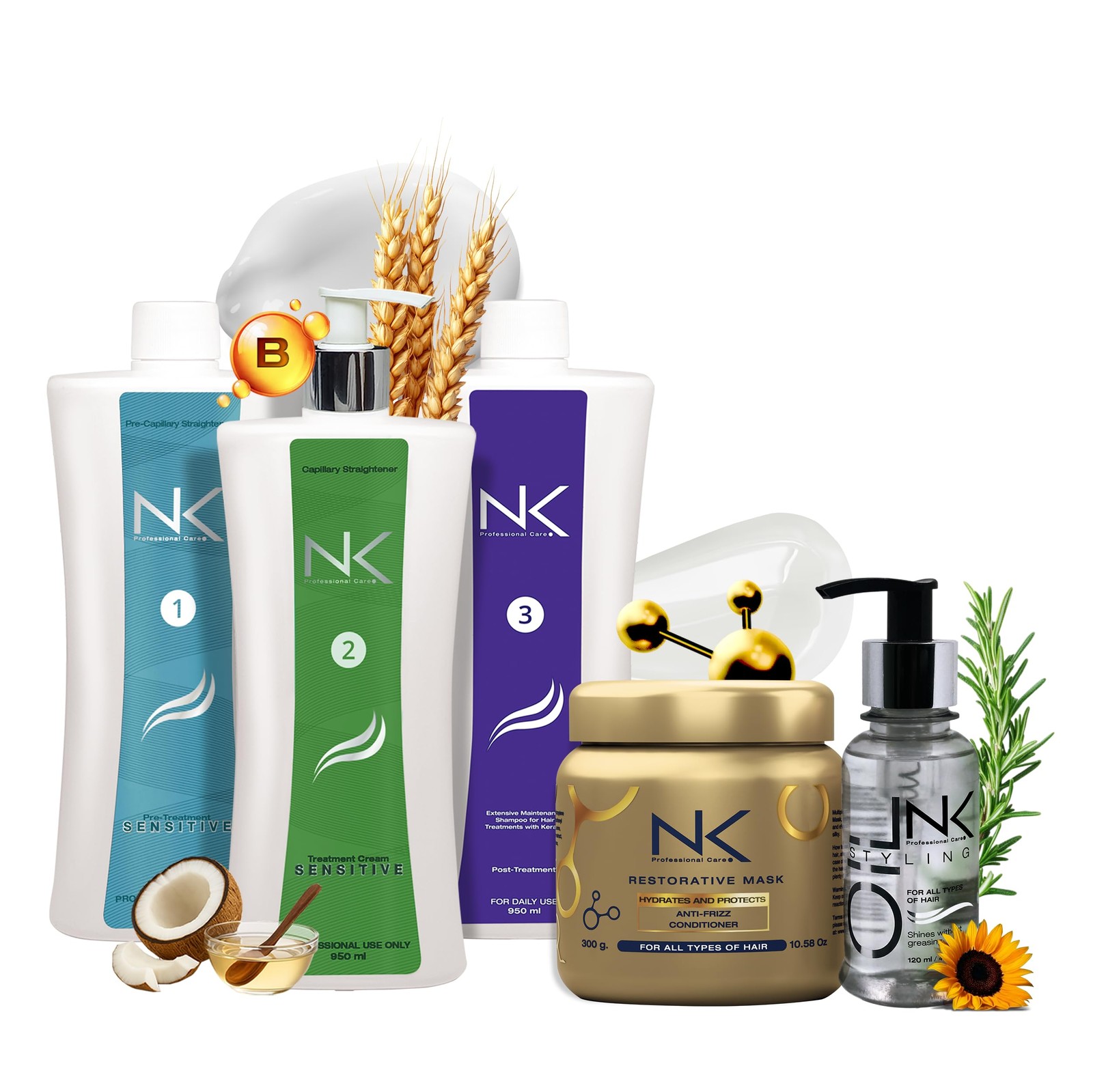 NK Sensitive Keratin Hair Straightening Treatment Vegan Formaldehyde Free.