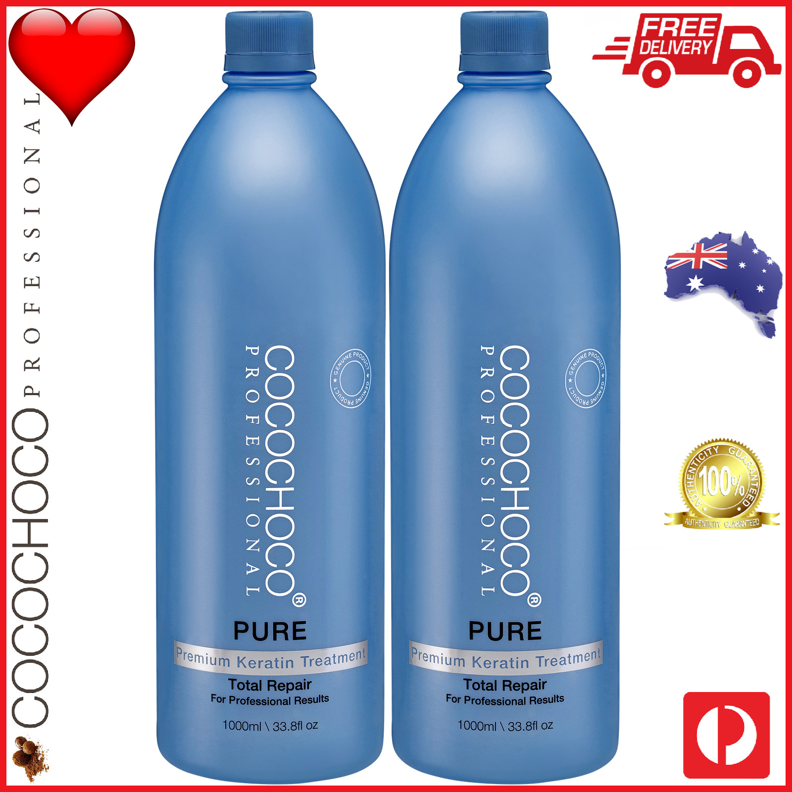 ❤❤ COCOCHOCO Pro PURE Brazilian Keratin Hair Salon Treatment 2000ml 2L FREE POST