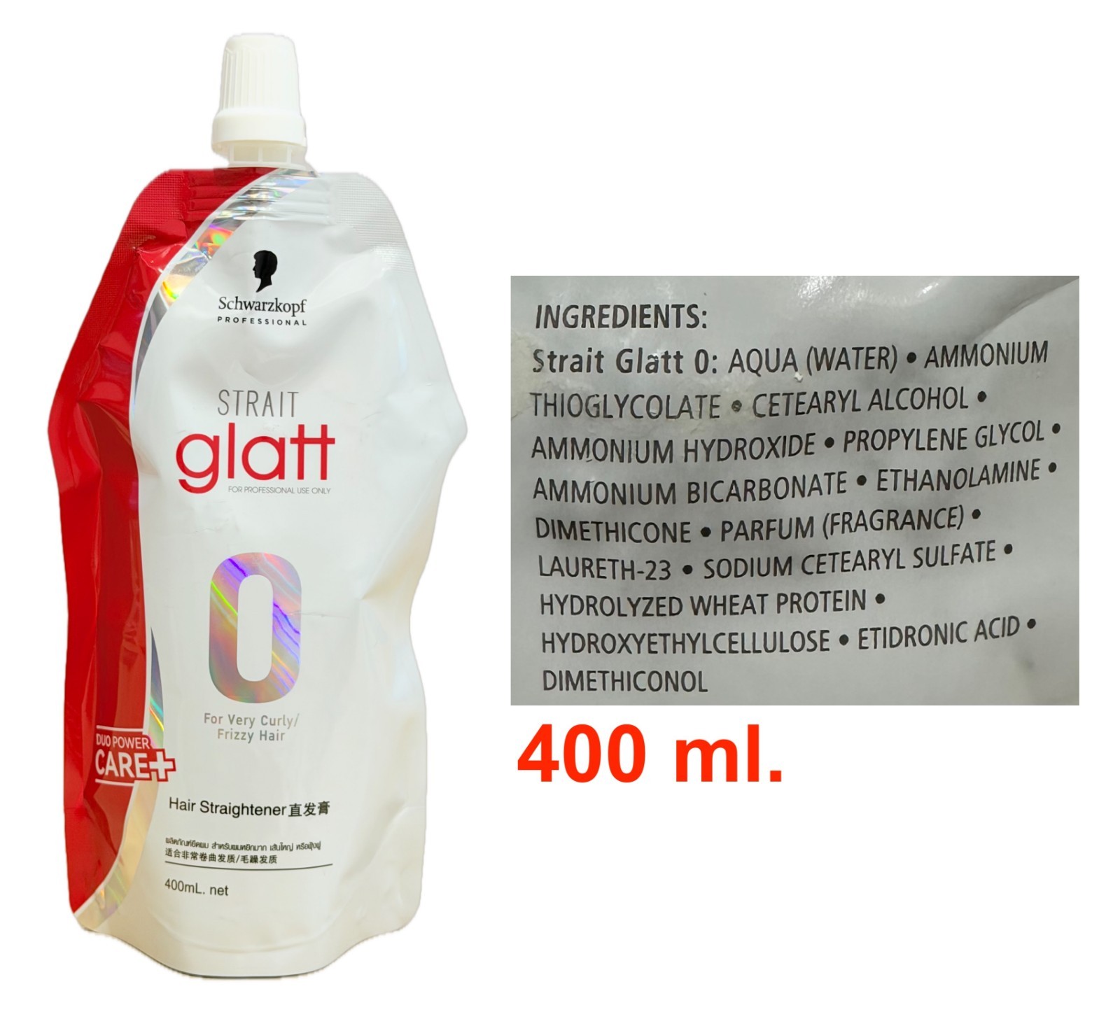 2x Schwarzkopf Glatt No 0 Hair Straightener Rebonding Straightening Cream 400ml